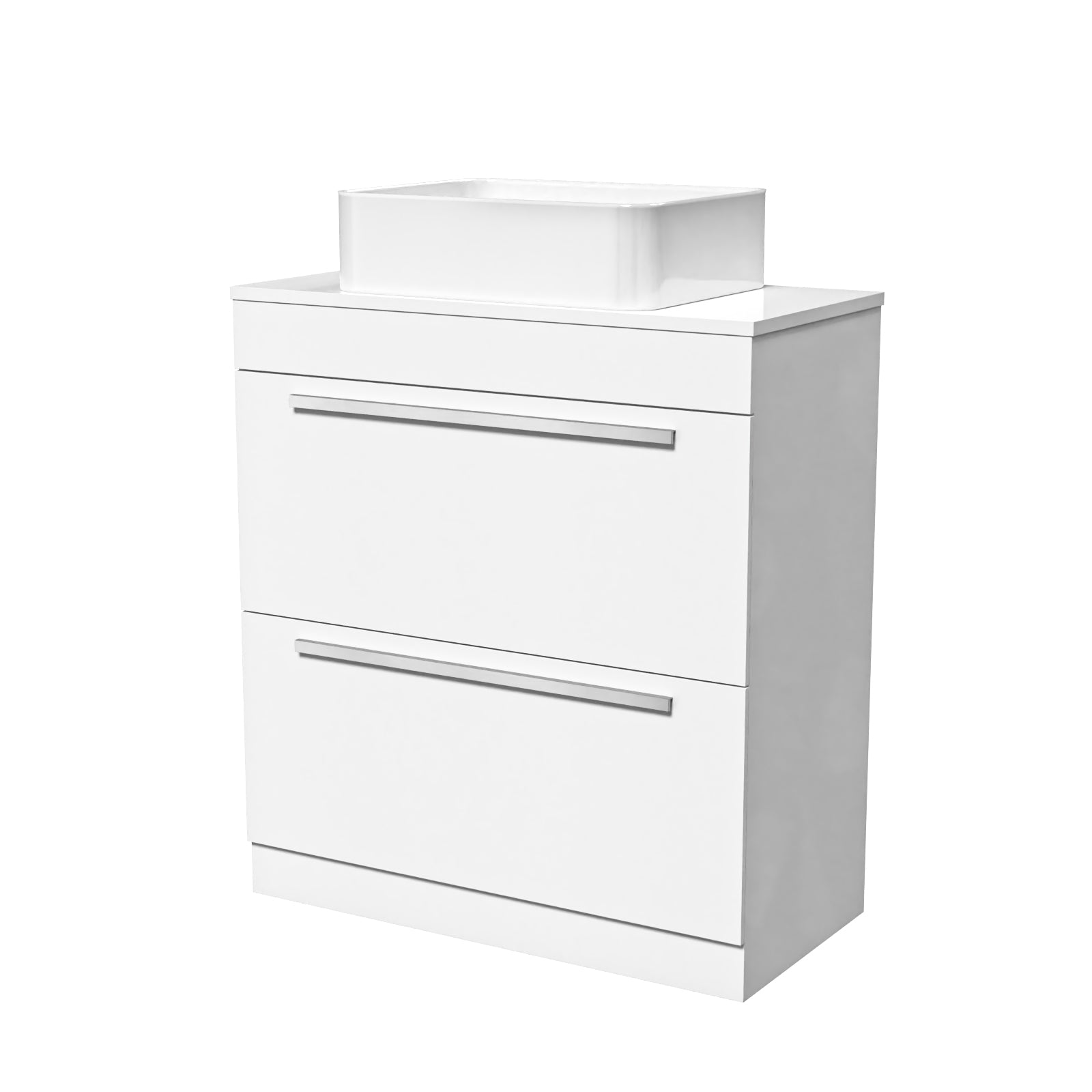 Nanuya White 800mm Vanity Cabinet And Rectangle Counter Top Basin Sink Unit