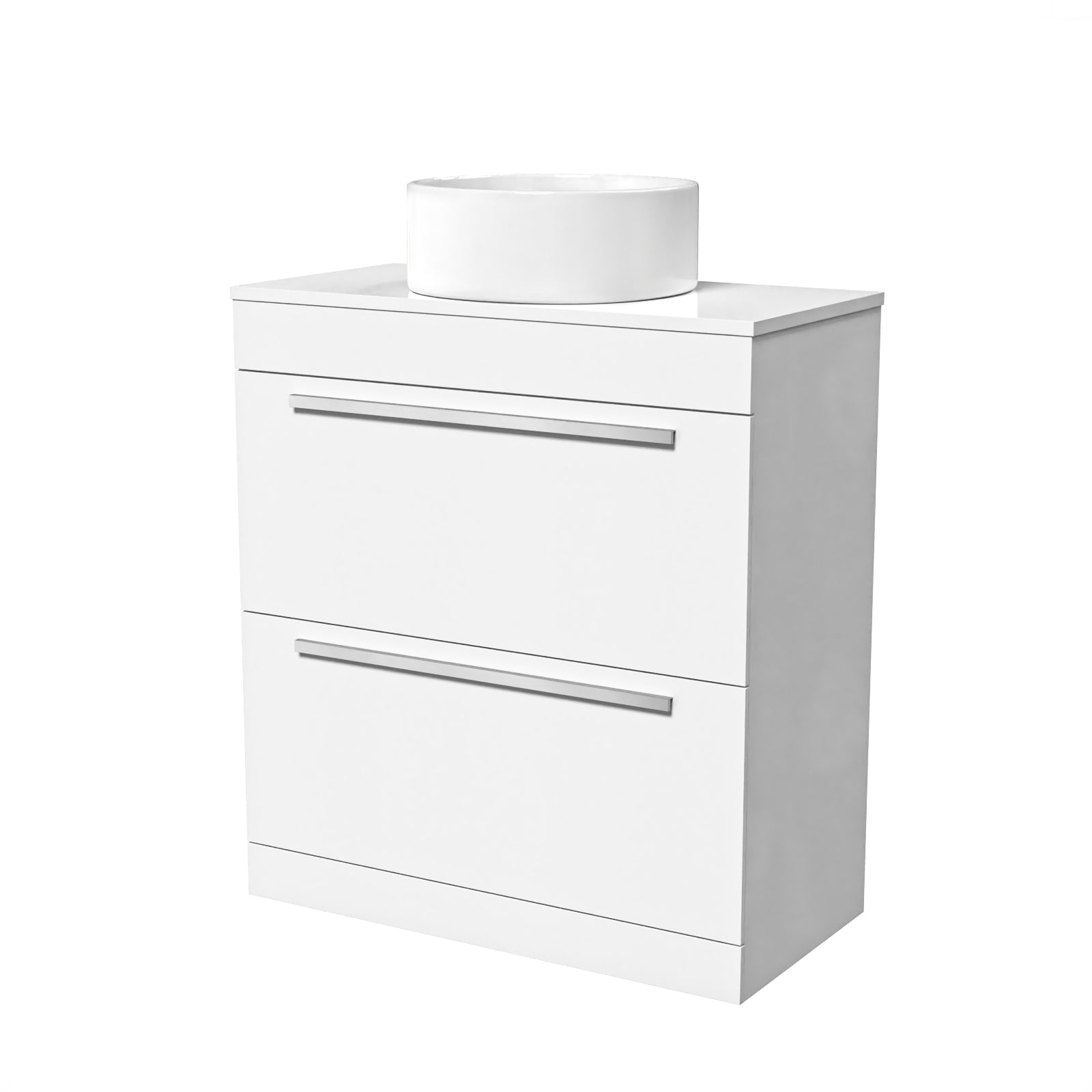 Nanuya White 800mm Vanity Cabinet & Round Counter Top Basin Sink Unit