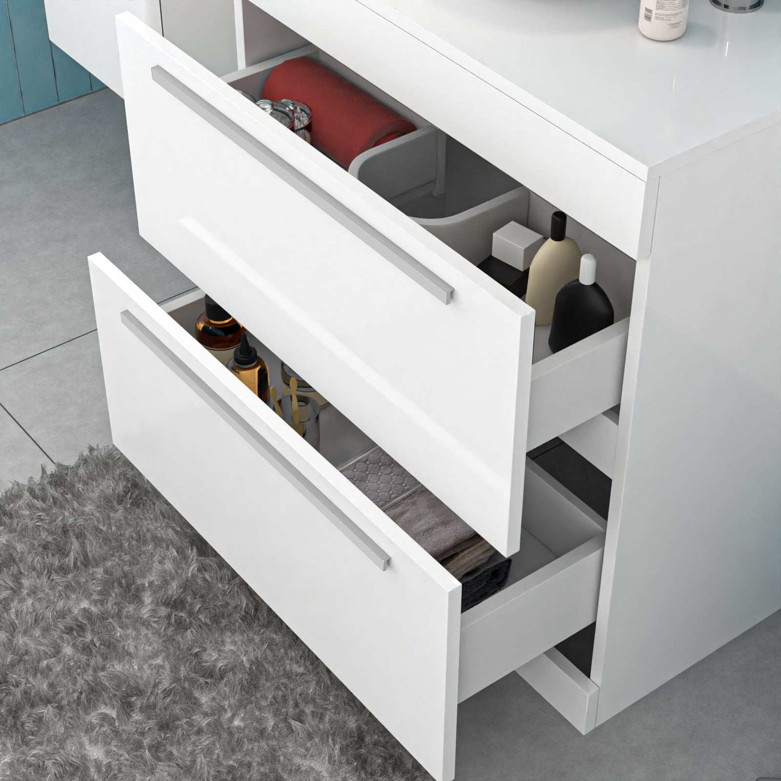 Nanuya White 800mm Vanity Cabinet & Modern Round Counter Top Basin Sink Unit
