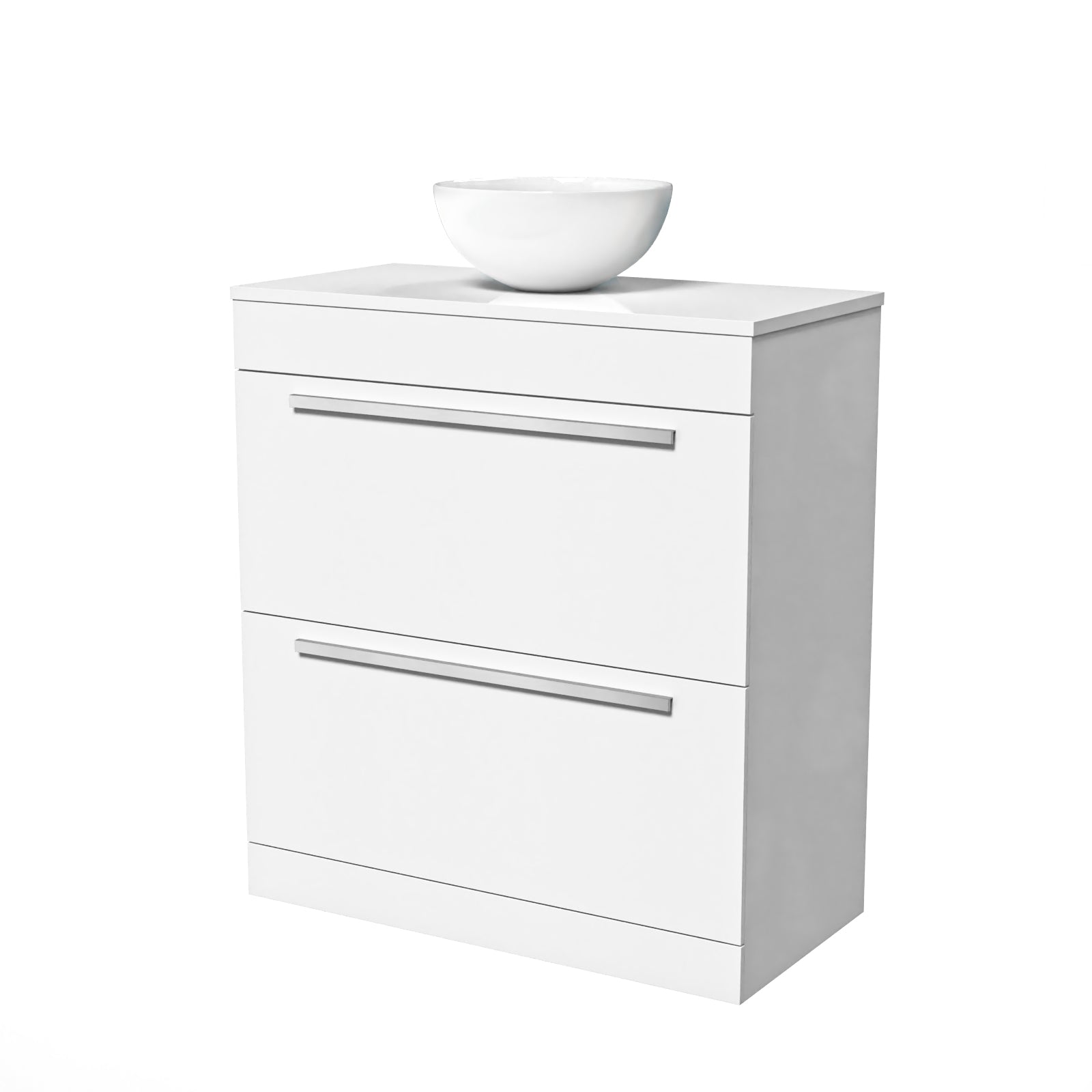 Nanuya White 800mm Vanity Cabinet & Modern Round Counter Top Basin Sink Unit