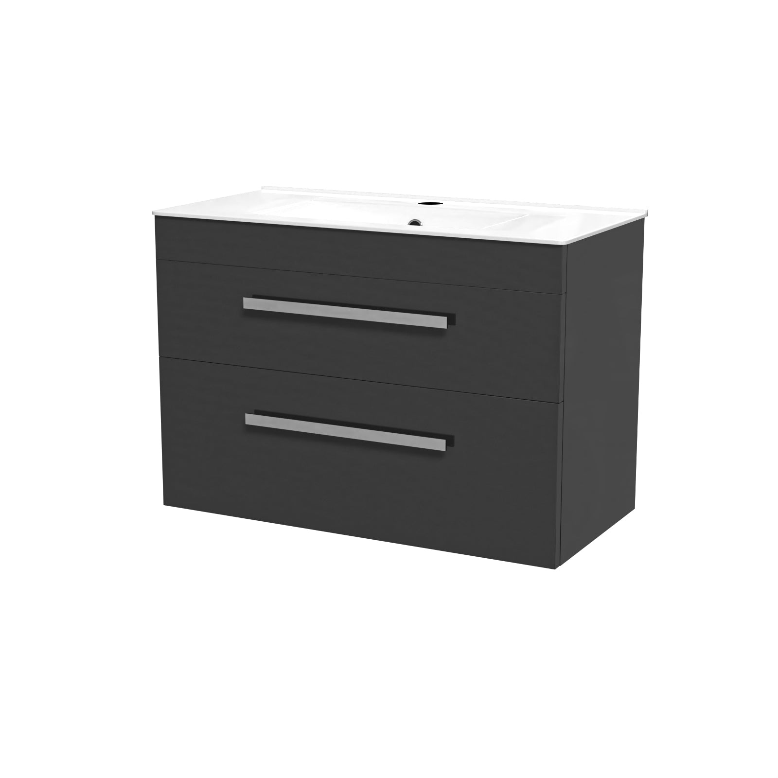 Wall Hung Cabinet 2 Drawer 800mm Anthracite with Slim Ceramic Basin