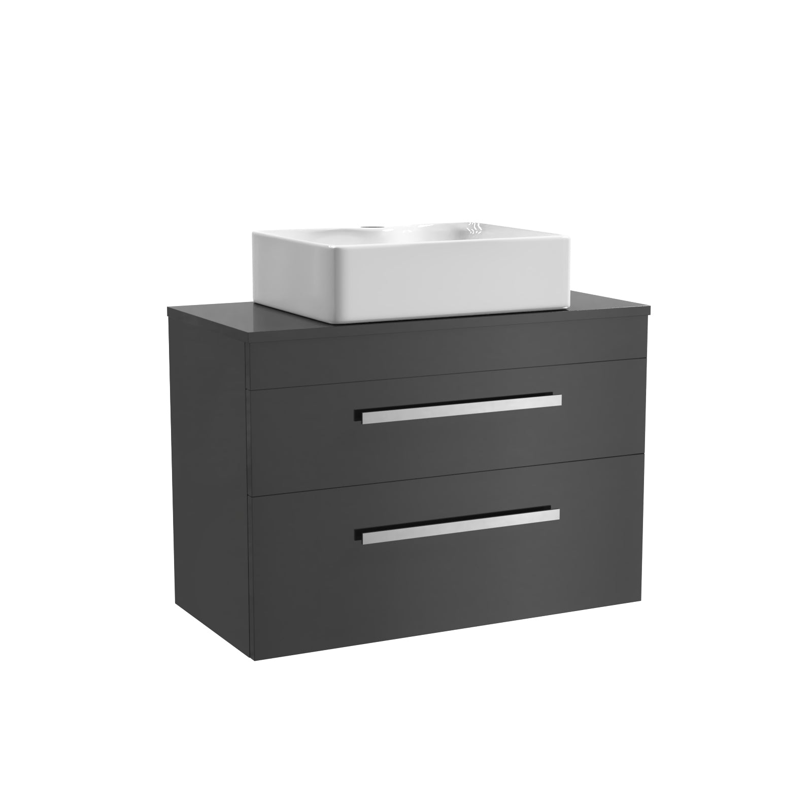 Wall Hung 800mm 2 Drawer Cabinet With Countertop Basin and Worktop