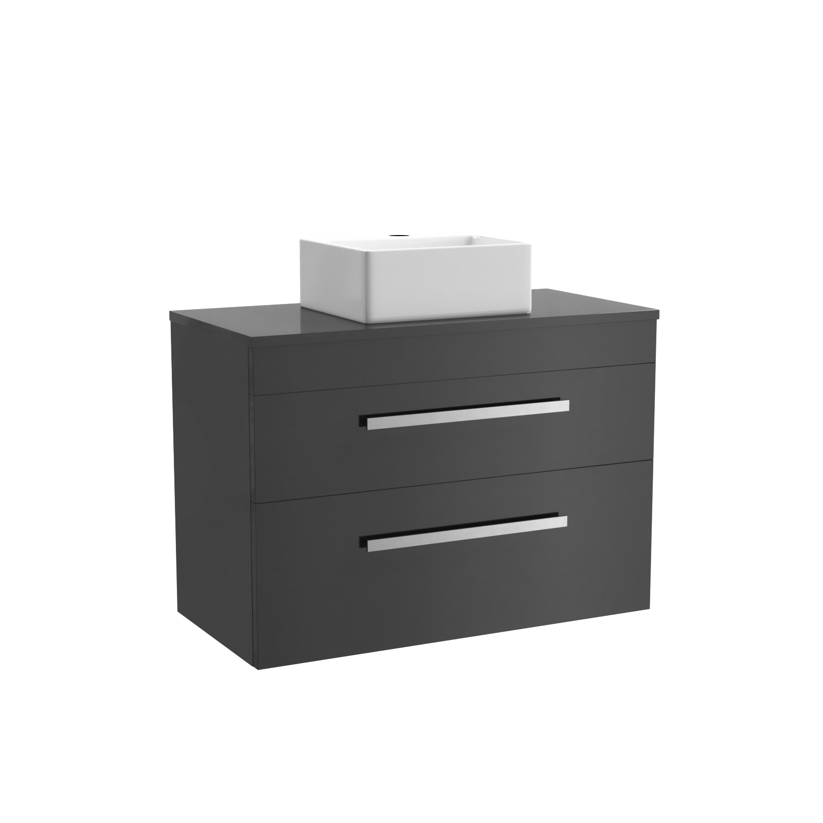 Wall Hung 800mm Anthracite Cabinet With Countertop Basin and Worktop
