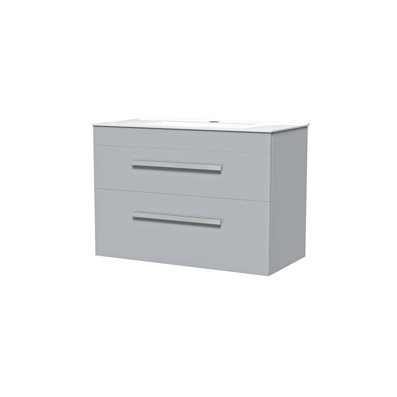 Wall Hung Cabinet 2 Drawer 800mm Matte Grey with Slim Ceramic Basin