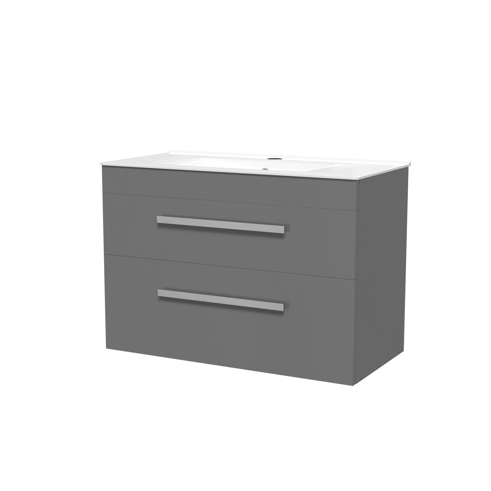 Nanuya 800mm Grey Wall Hung 2 Drawers Slim Basin Vanity Unit
