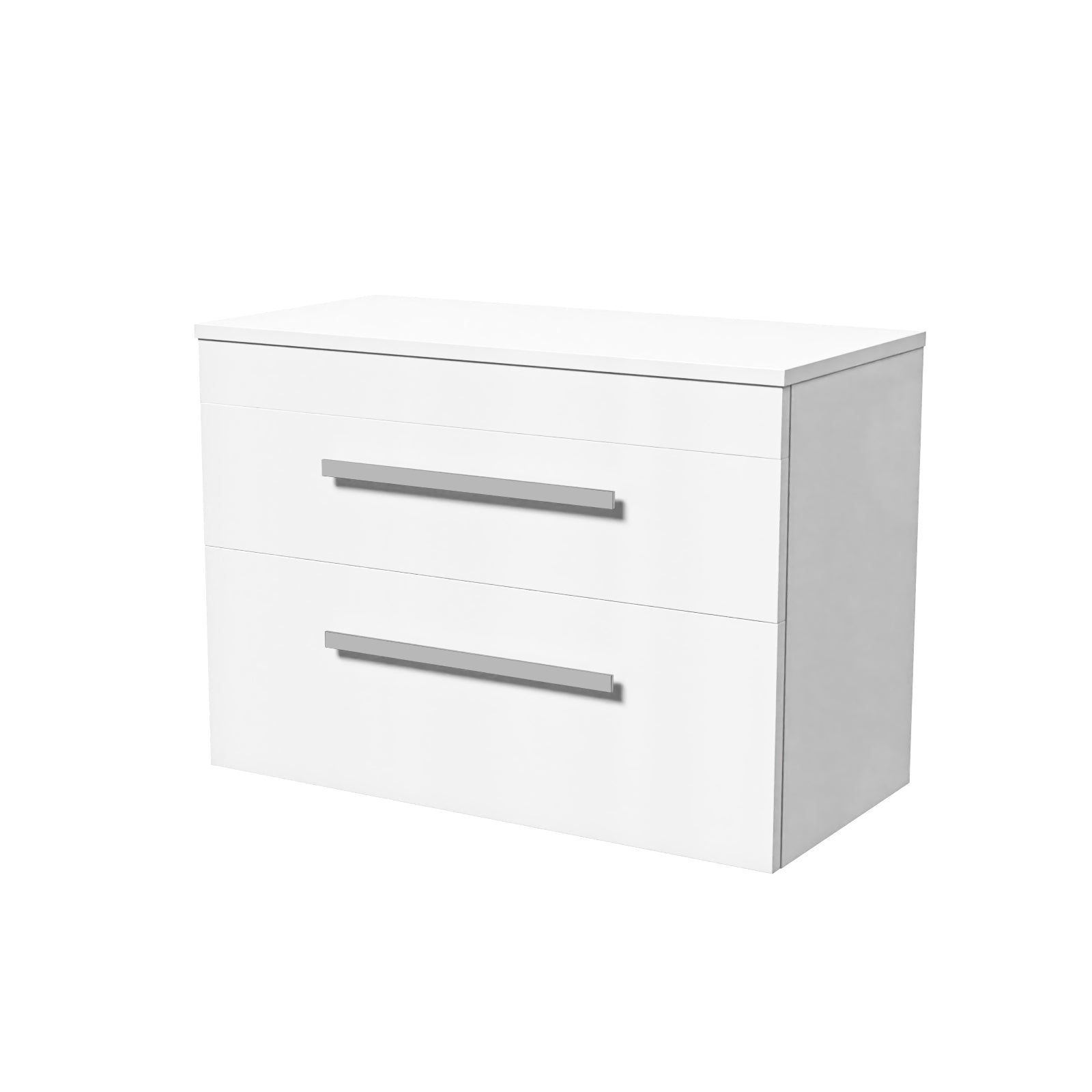 800mm Wall Hung Cabinet 2 Drawer with Worktop - Gloss White