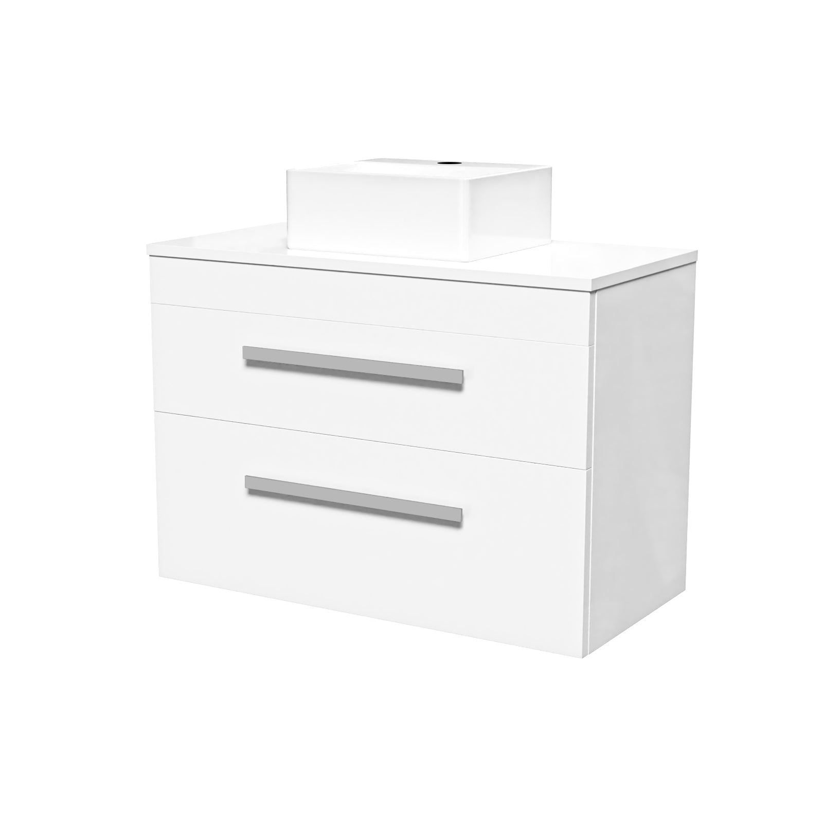 800mm Wall Hung Cabinet with Countertop Rectangular Basin and Worktop