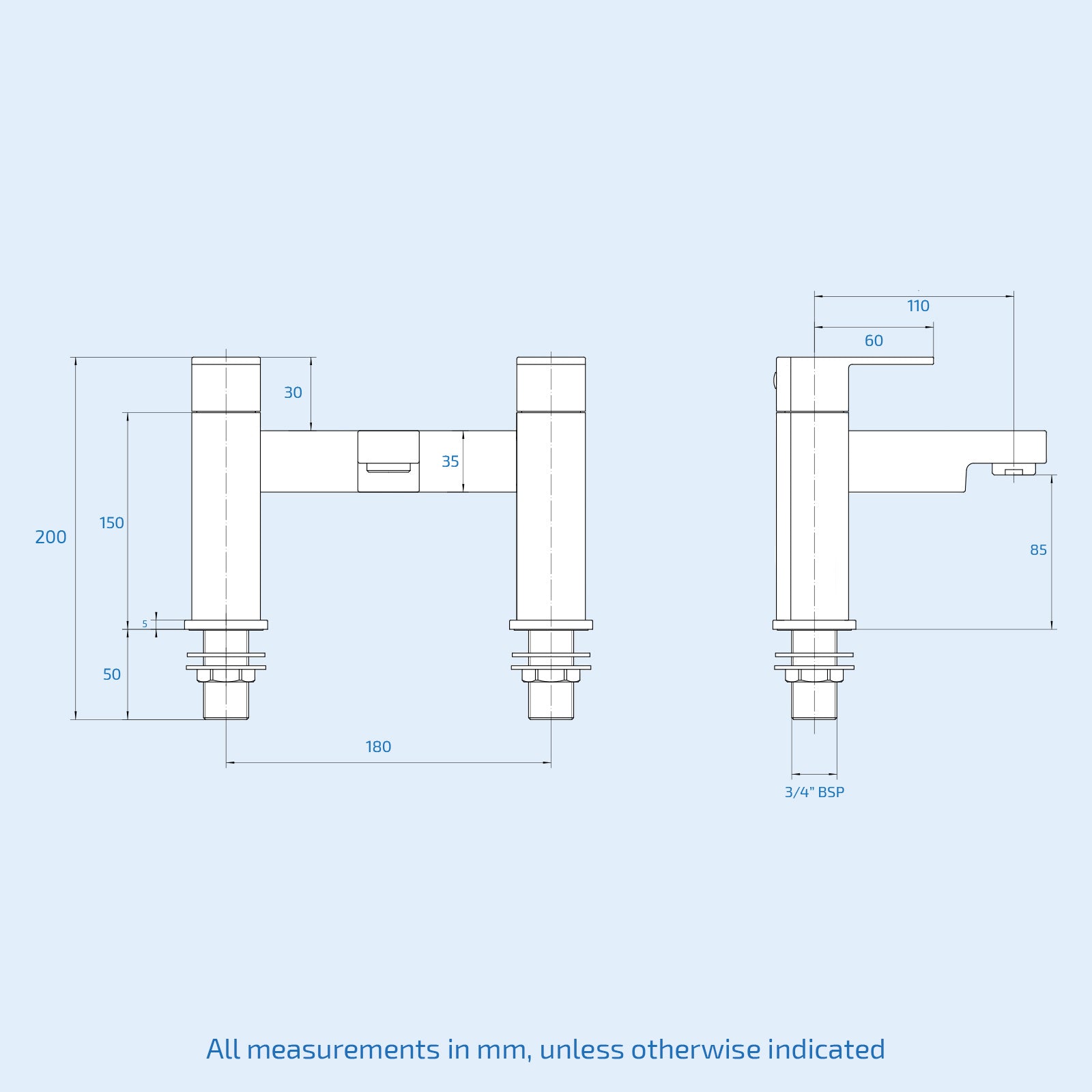 550mm Freestanding Doors Vanity with Close Coupled Toilet, Shower Bath & Taps Set