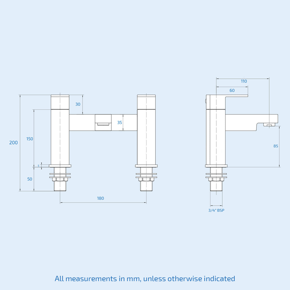 Ellen 550mm Freestanding Vanity with Close Coupled Toilet, Shower Bath & Taps Set