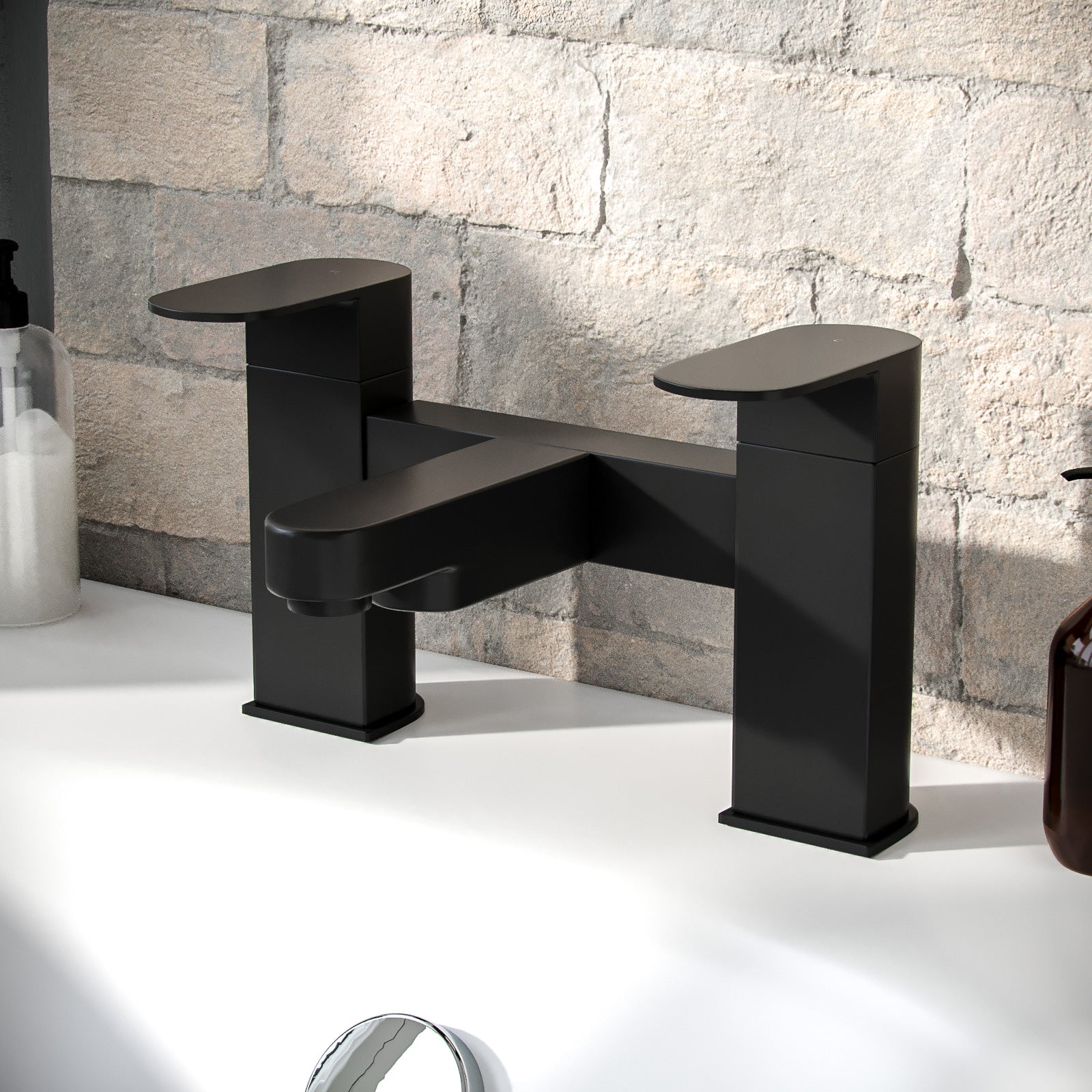 Eclipse Contemporary Design Matte Black Bridge Deck Mounted Bath Filler Tap