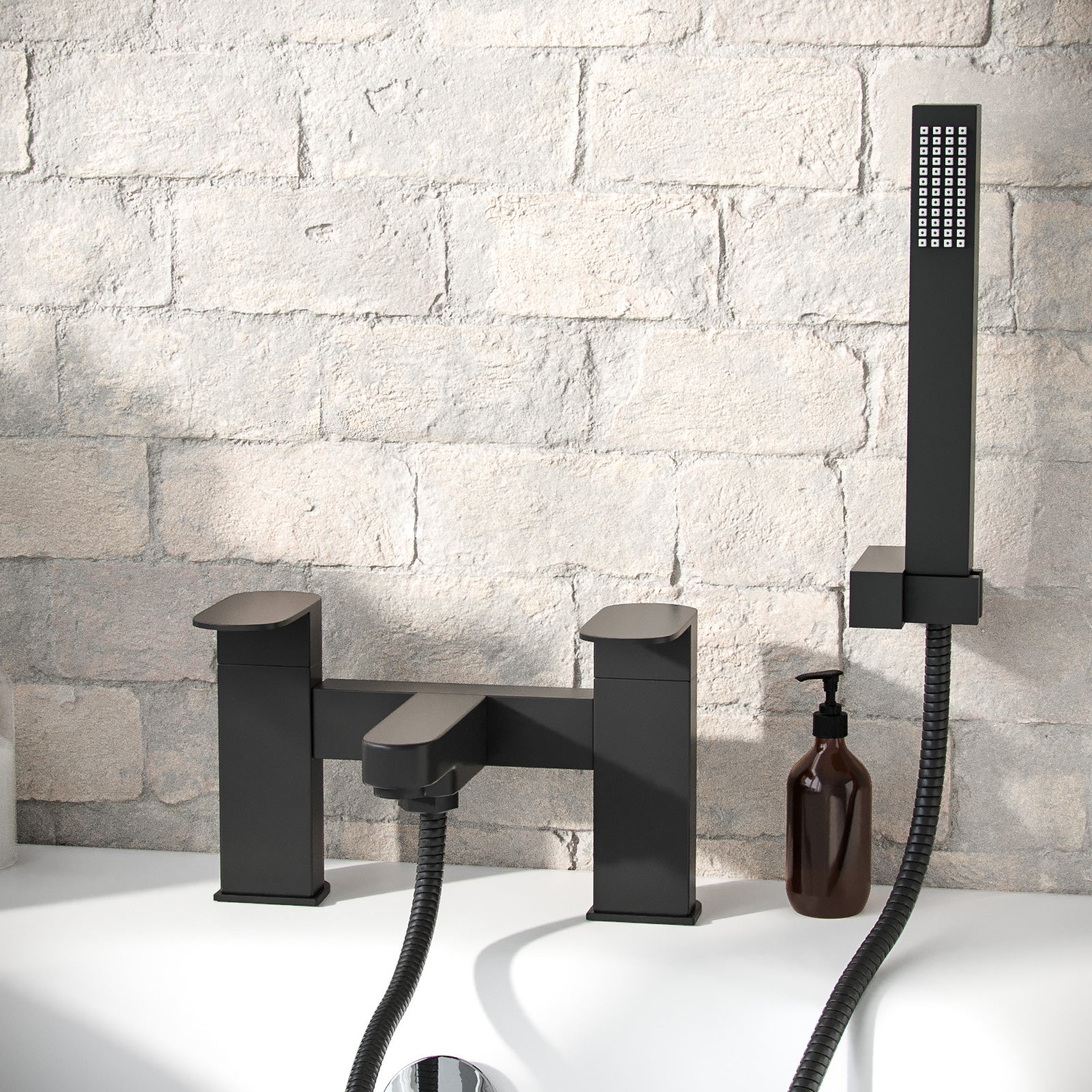 Eclipse Luxury Bath Filler Tap Shower Mixer With Handset Kit Matte Black