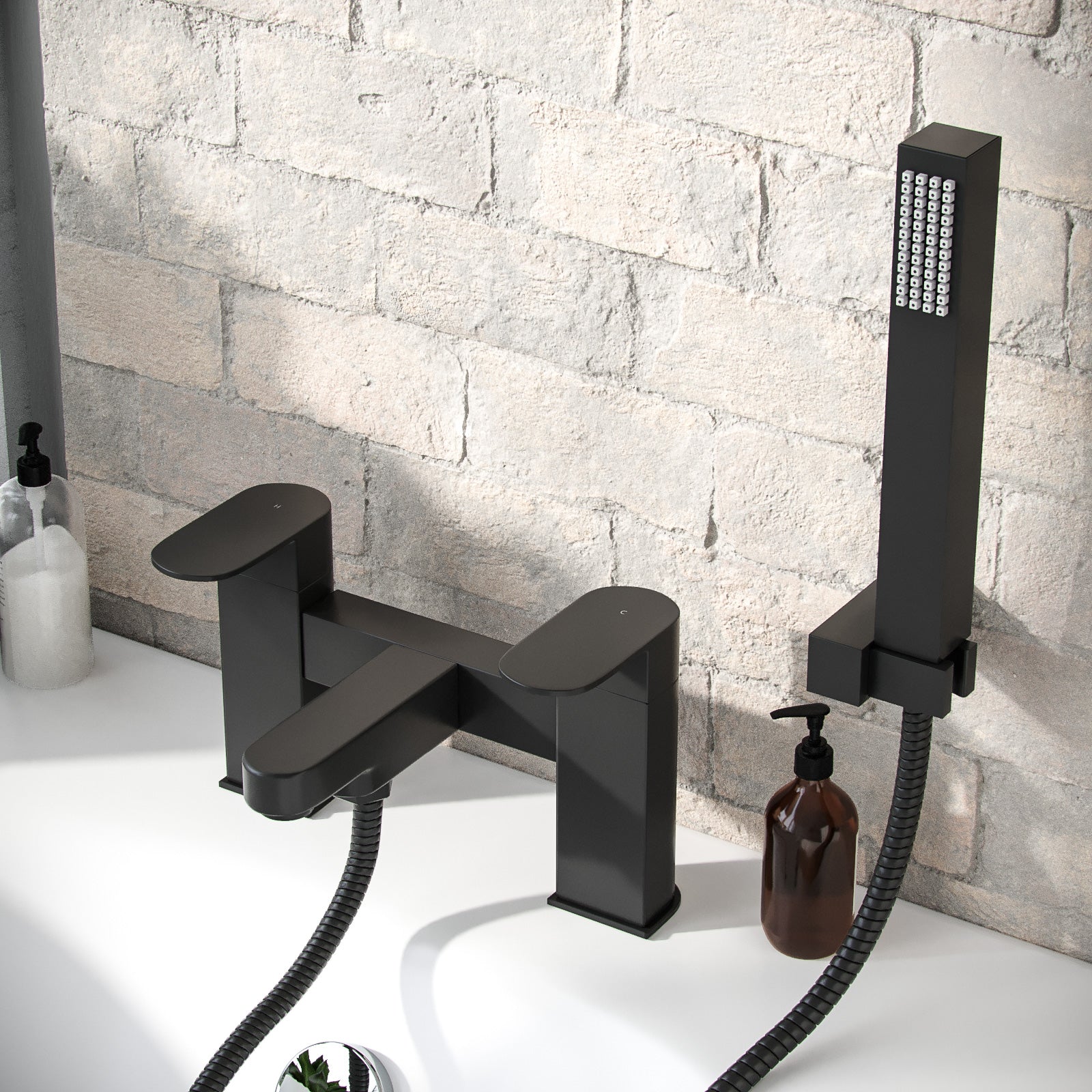 Eclipse Luxury Bath Filler Tap Shower Mixer With Handset Kit Matte Black