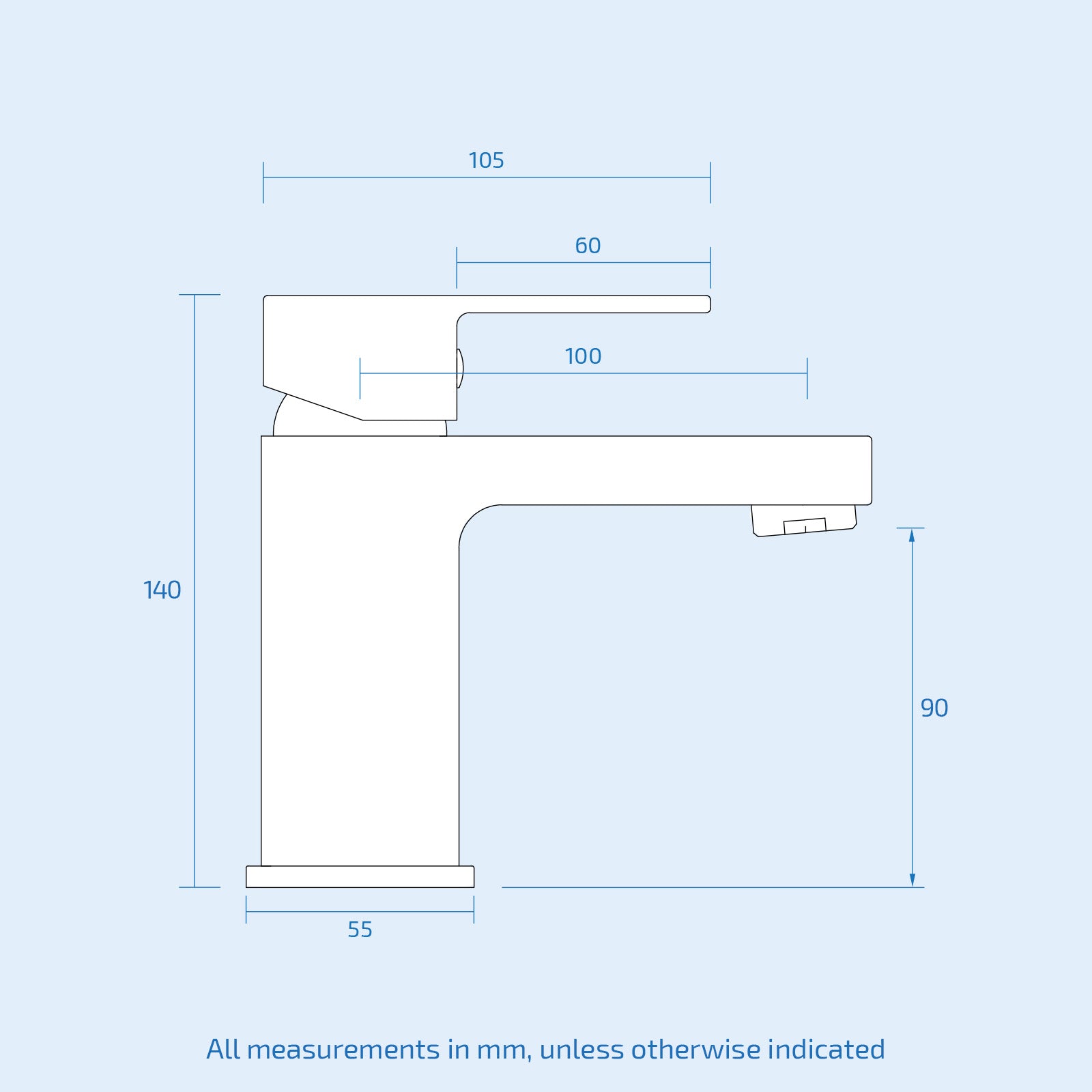Eclipse Compact Modern Bathroom Basin Sink Single Lever Mixer Tap