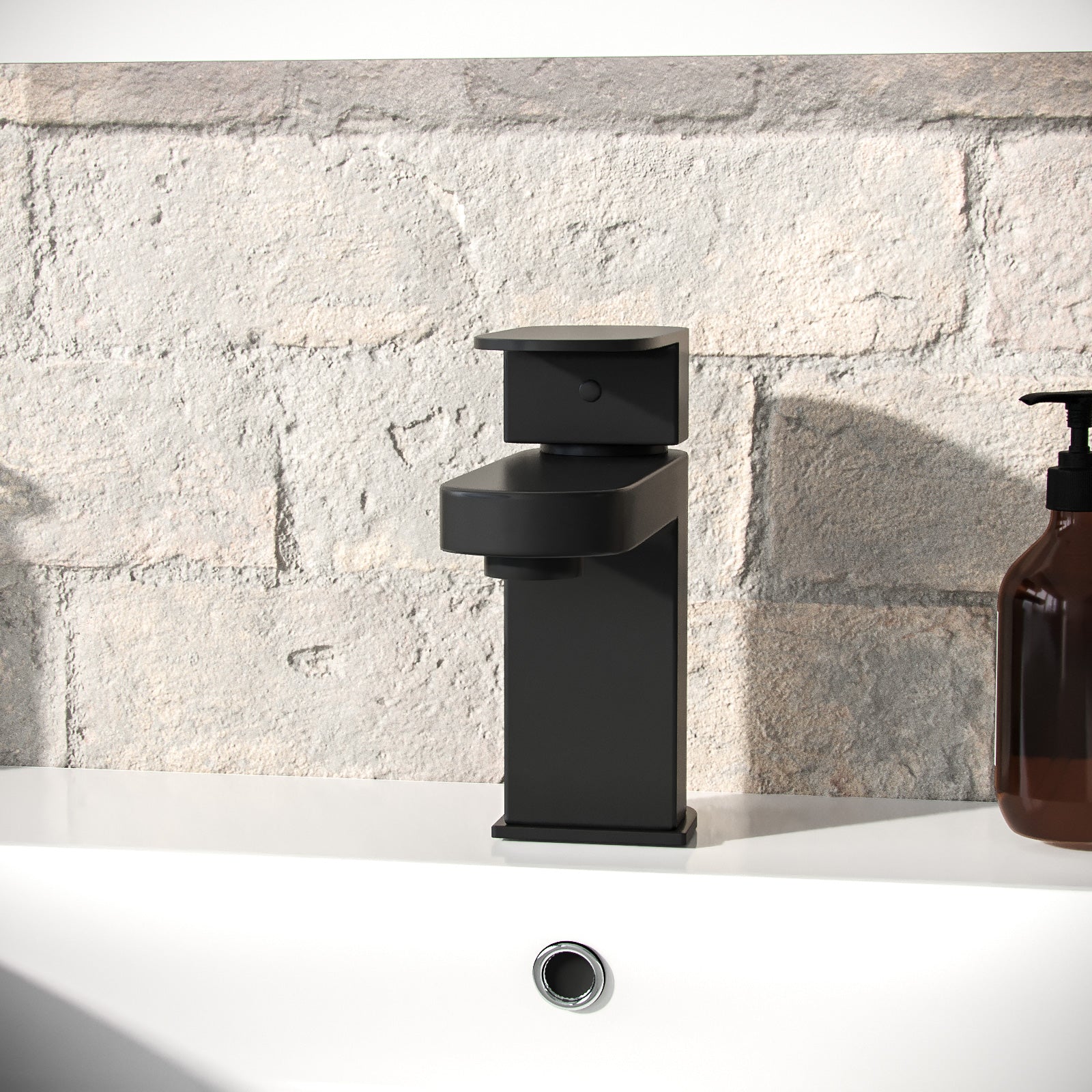 Eclipse Contemporary Matte Black Basin Sink Mono Mixer Tap And Waste