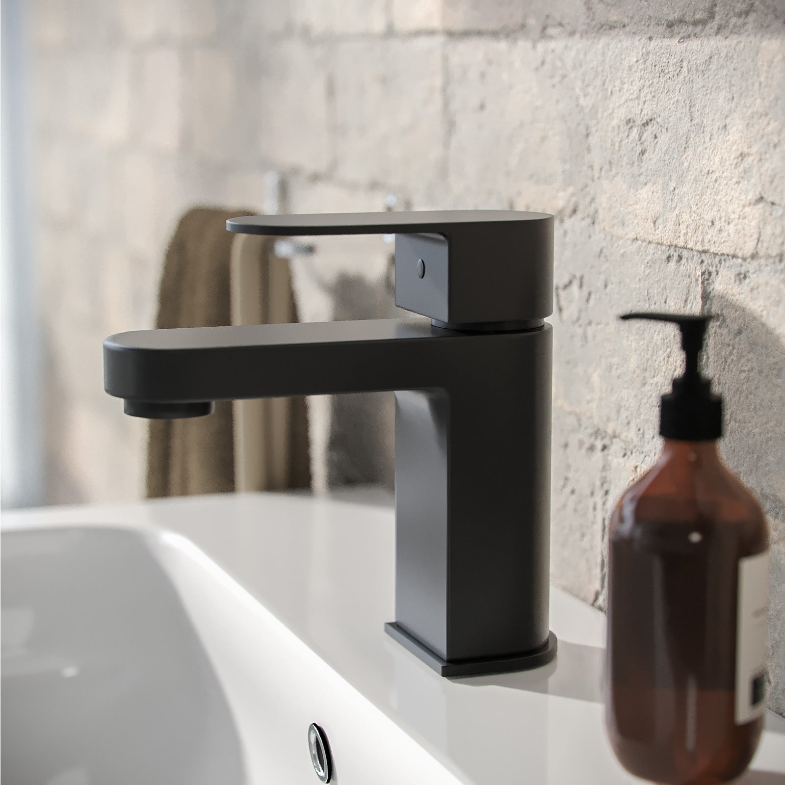Eclipse Contemporary Matte Black Basin Sink Mono Mixer Tap And Waste