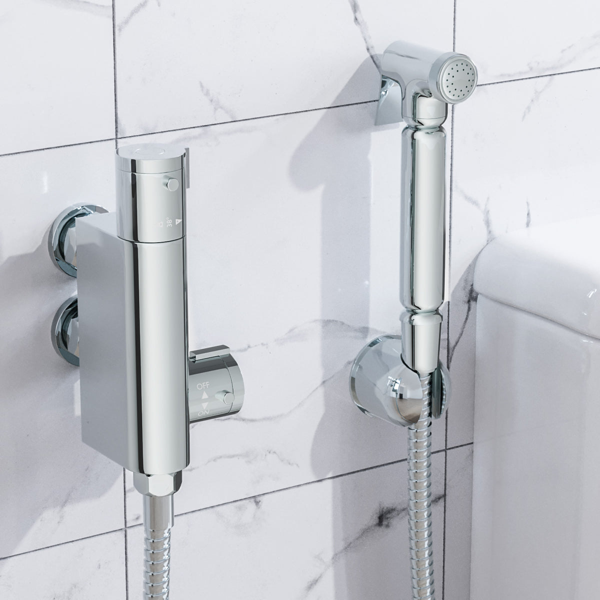 Modern Chrome Bidet Douche Mini Thermostatic Bar Valve And Spray Kit