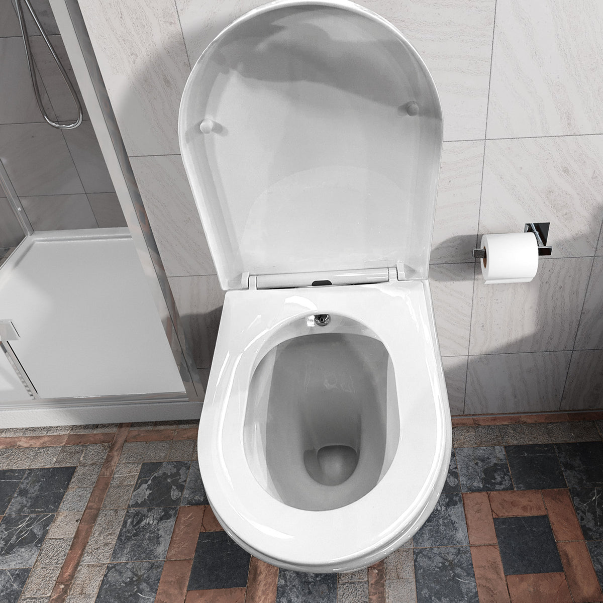 Rimless D Shaped BTW Toilet With Integrate Hot Cold Bidet Valve