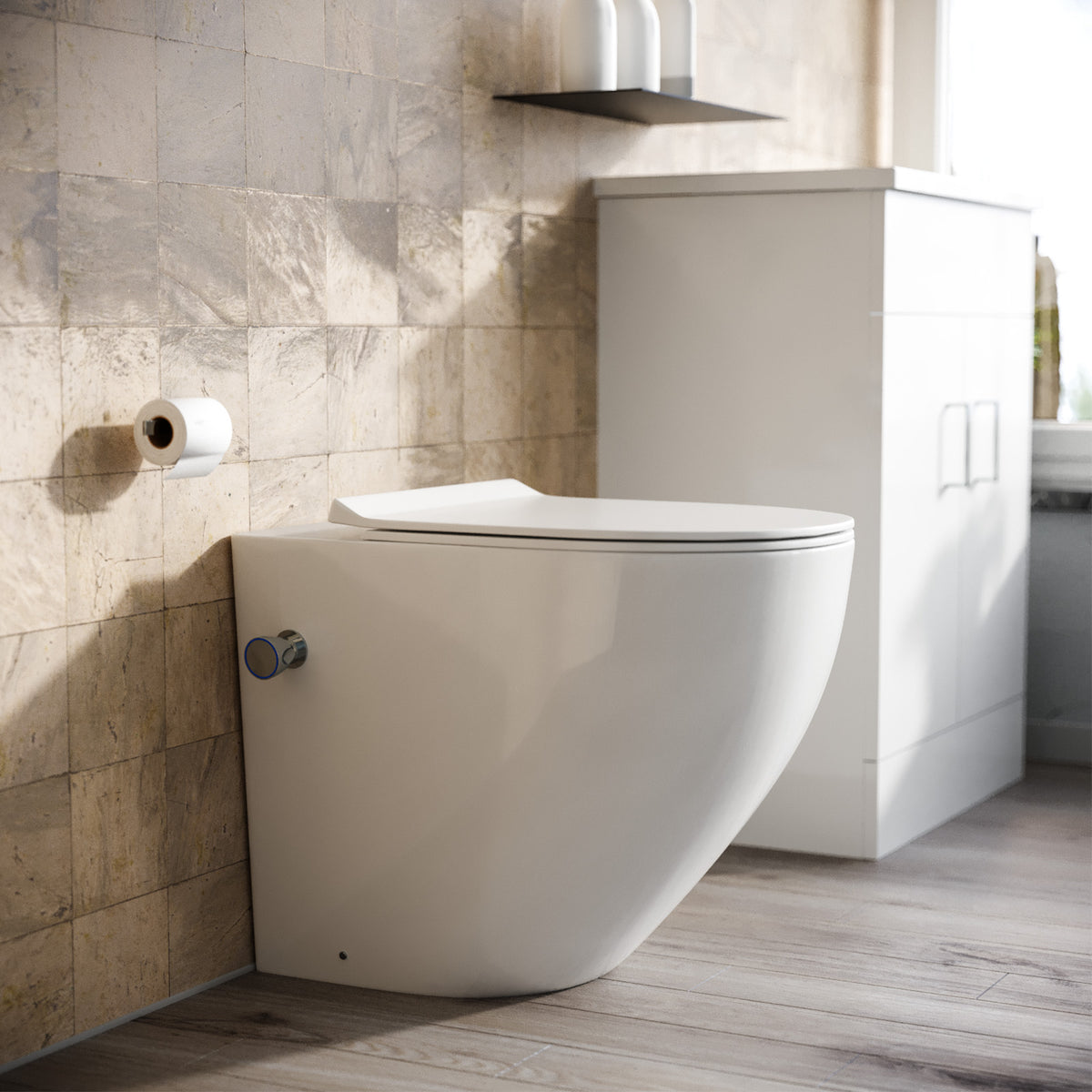 Rimless Comfort Height Back To Wall Toilet With Integrated Bidet