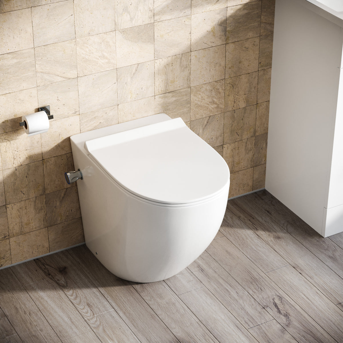 Rimless Comfort Height Back To Wall Toilet With Integrated Bidet