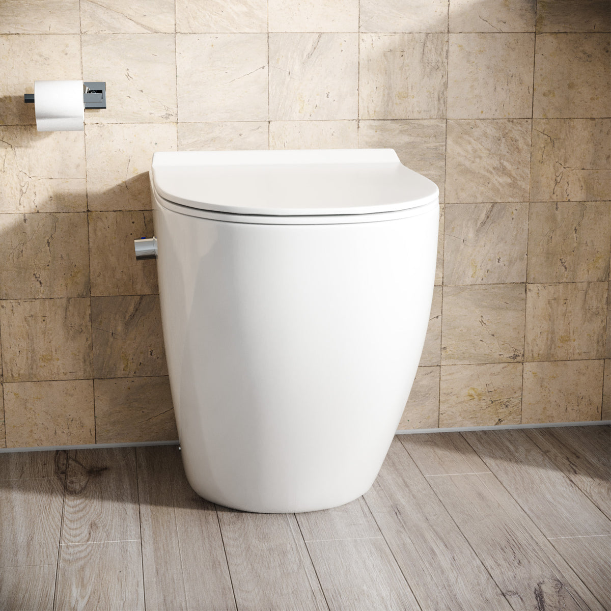 Rimless Comfort Height Back To Wall Toilet  With Integrate Hot Cold Bidet