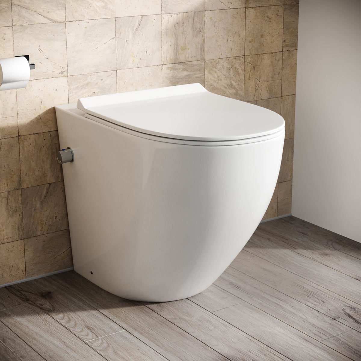 Rimless Comfort Height Back To Wall Toilet  With Integrate Hot Cold Bidet