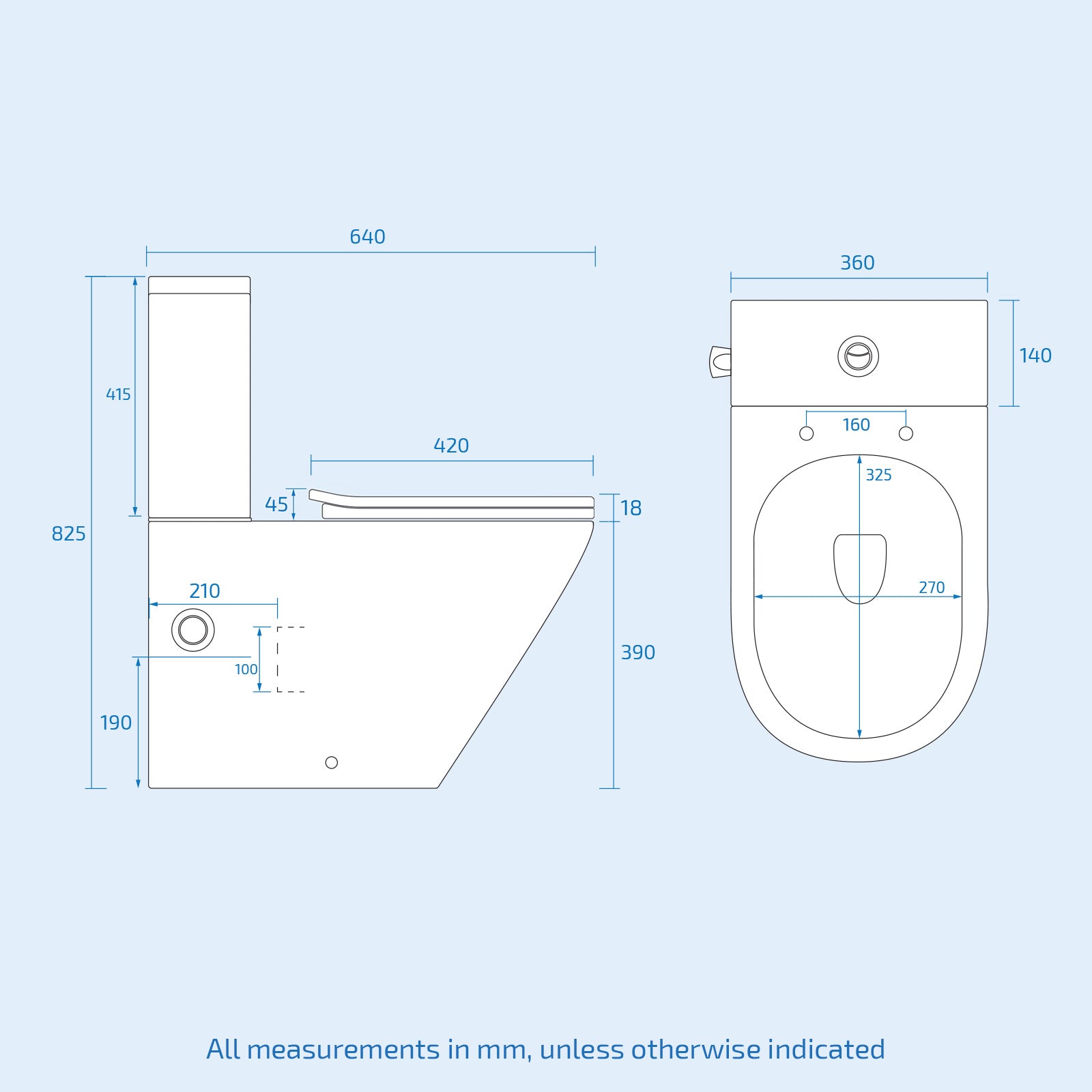 Round Rimless Close Coupled Toilet Pan With Integrated Bidet Valve