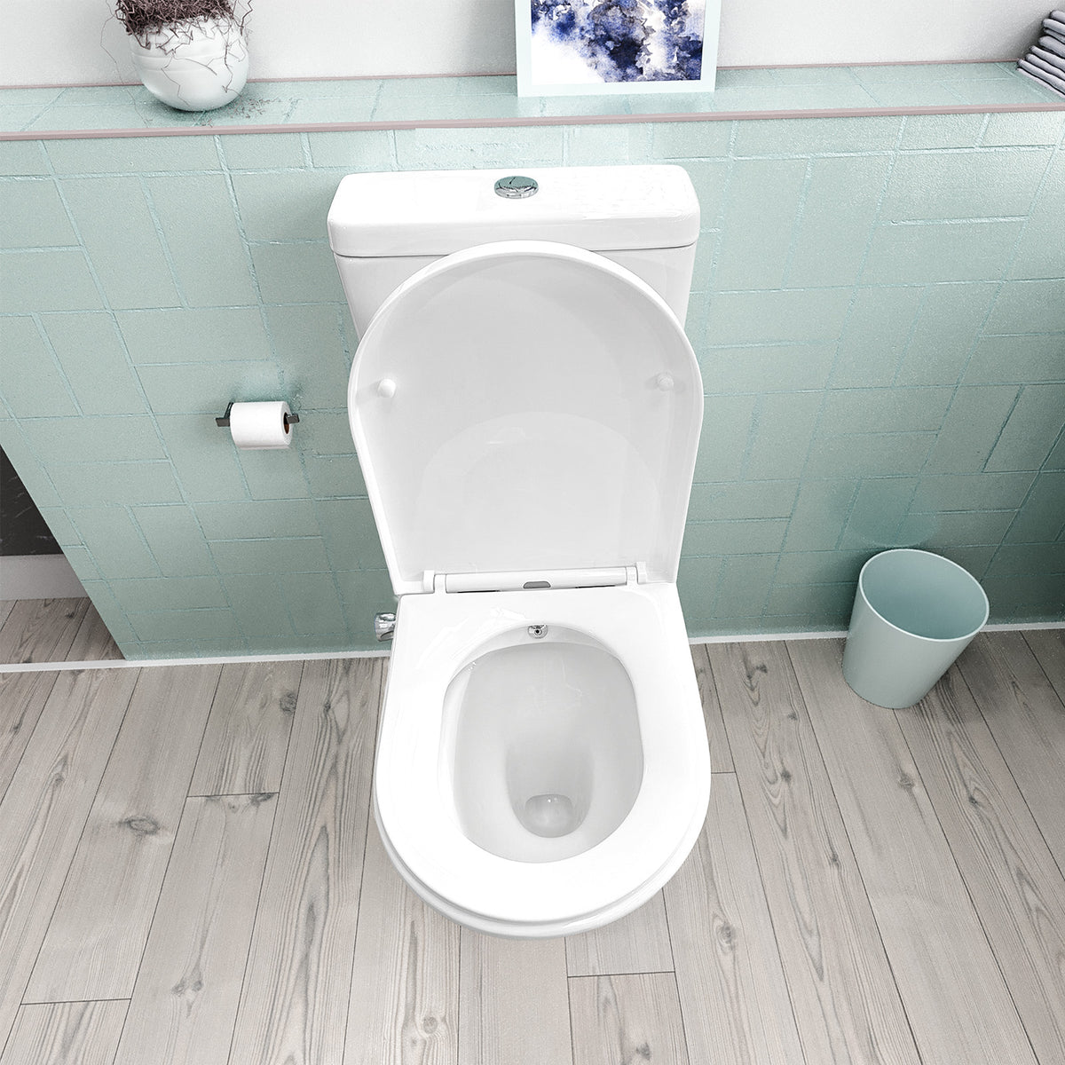 Comfort Height Close Coupled Toilet Pan With Integrated Bidet Valve