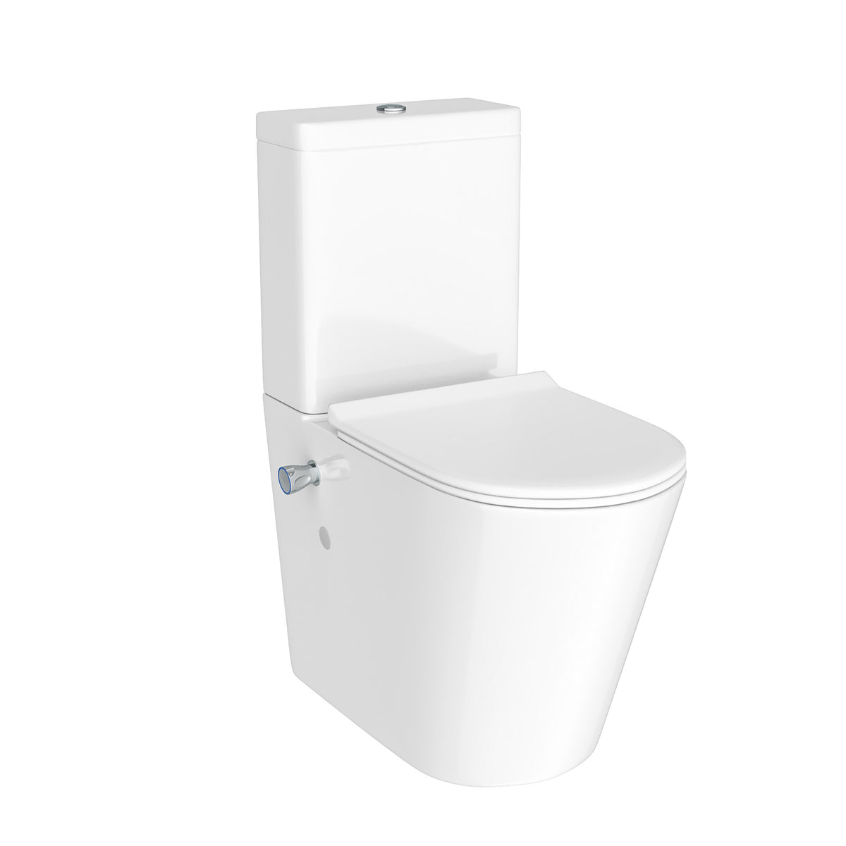 Comfort Height Close Coupled Toilet Pan With Integrated Bidet Valve