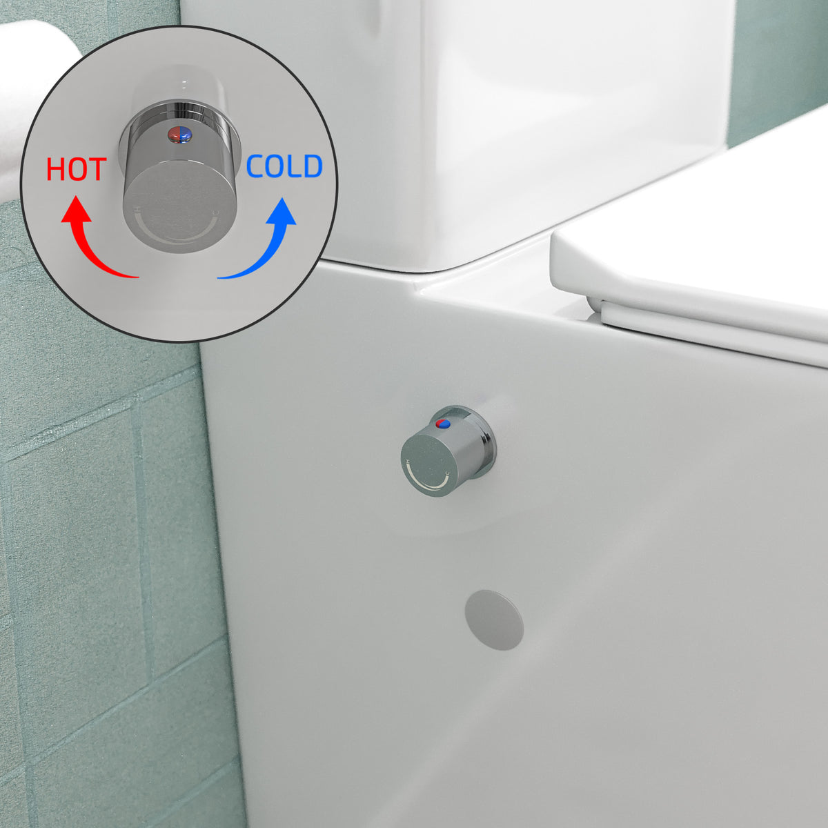 Comfort Height Close Coupled Toilet With Integrated Hot Cold Bidet Valve