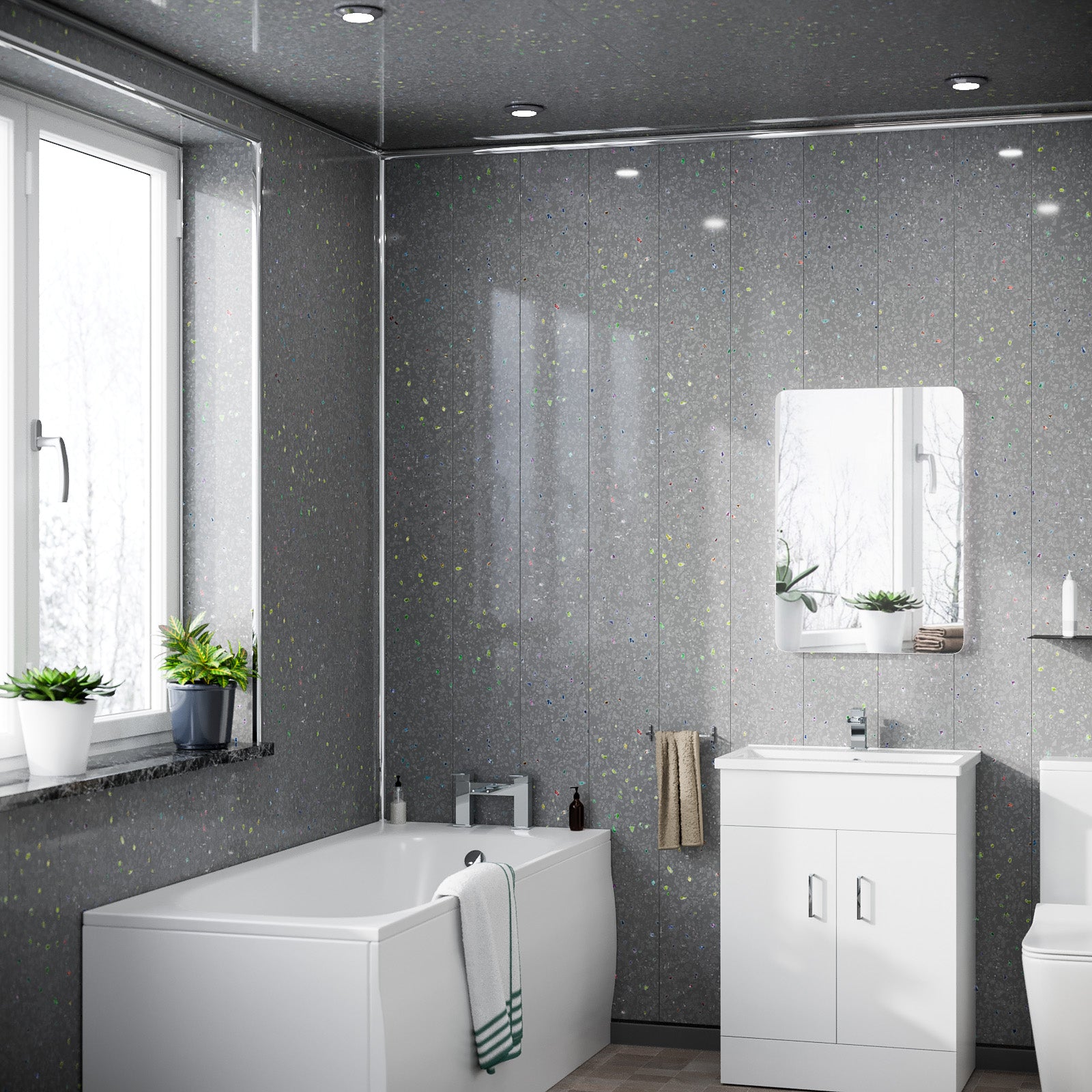 PVC Panel Grey Sparkle 250mm X 2700mm X 5mm (Pack Of 4)