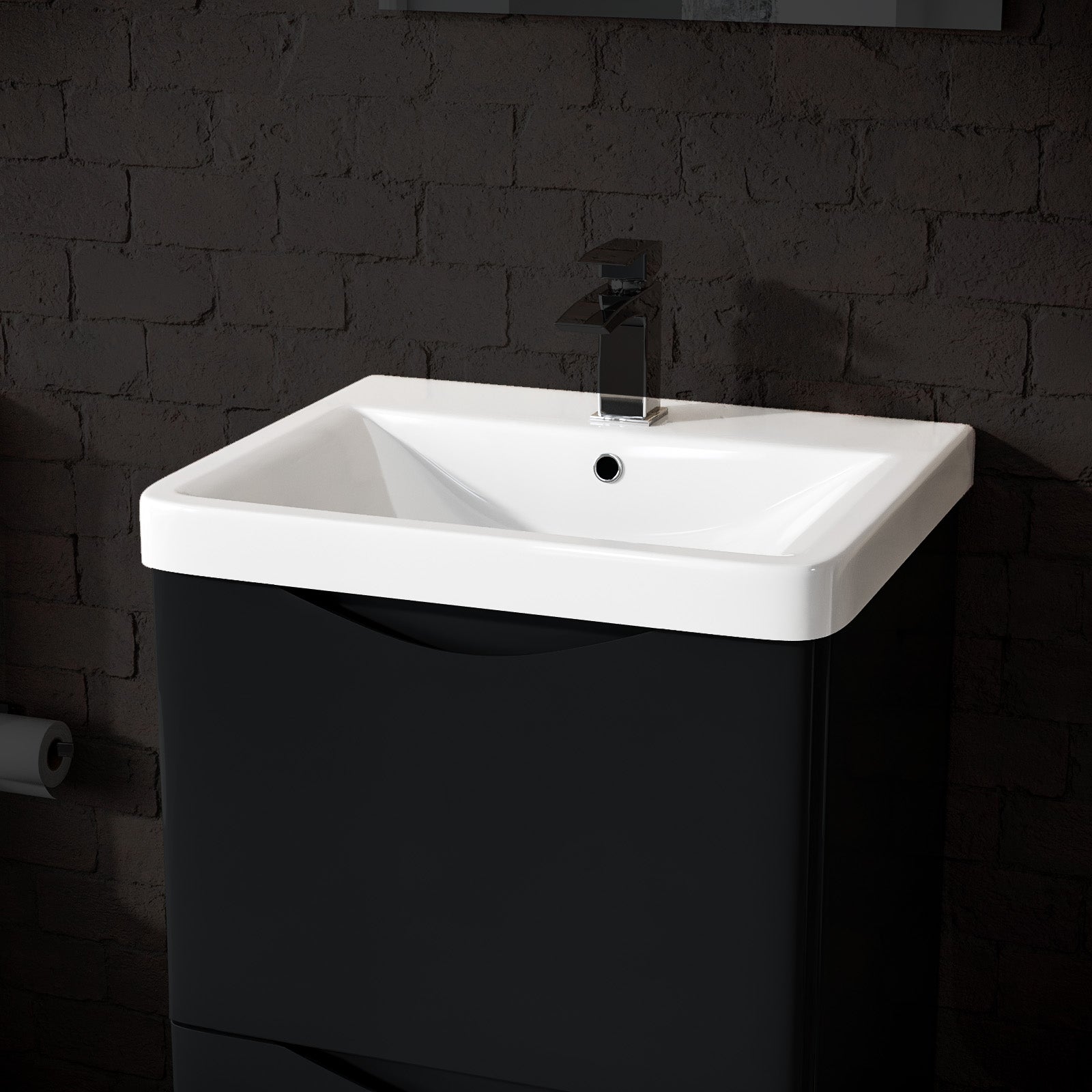 Merton 500mm Cloakroom Countertop Rectangular Basin Sink White with 1 Tap Hole