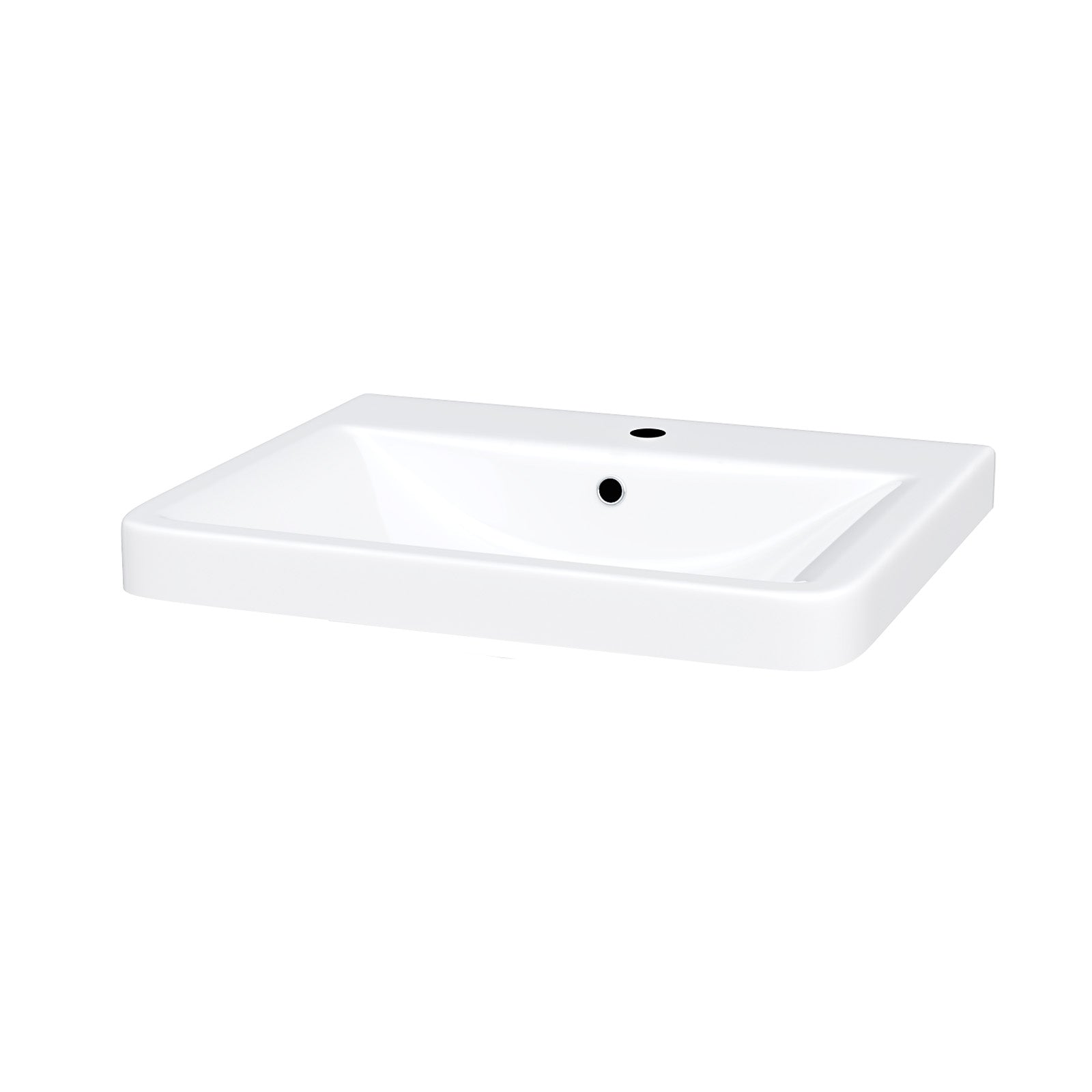 Merton 500mm Cloakroom Countertop Rectangular Basin Sink White with 1 Tap Hole