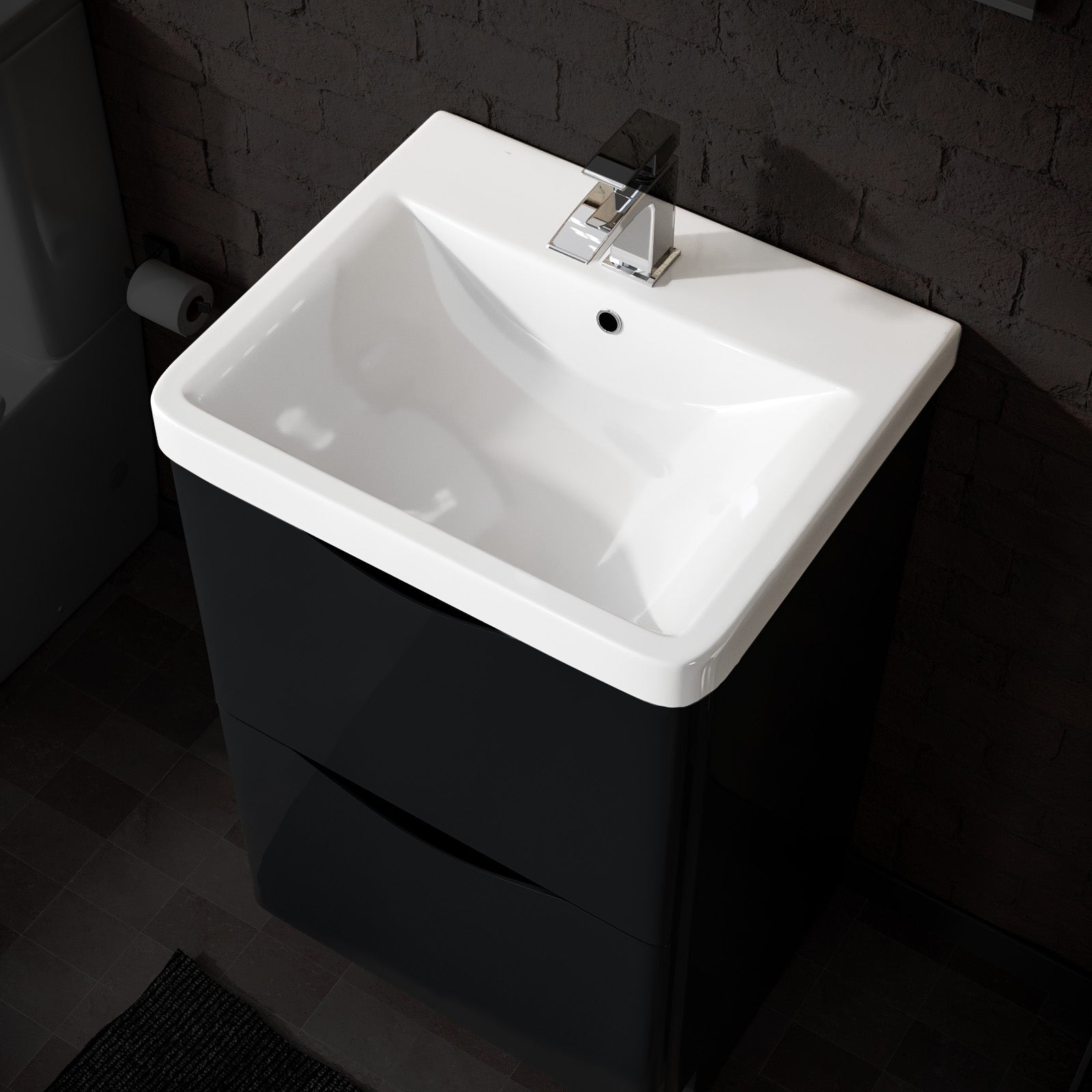 Merton 500mm Cloakroom Countertop Rectangular Basin Sink White with 1 Tap Hole