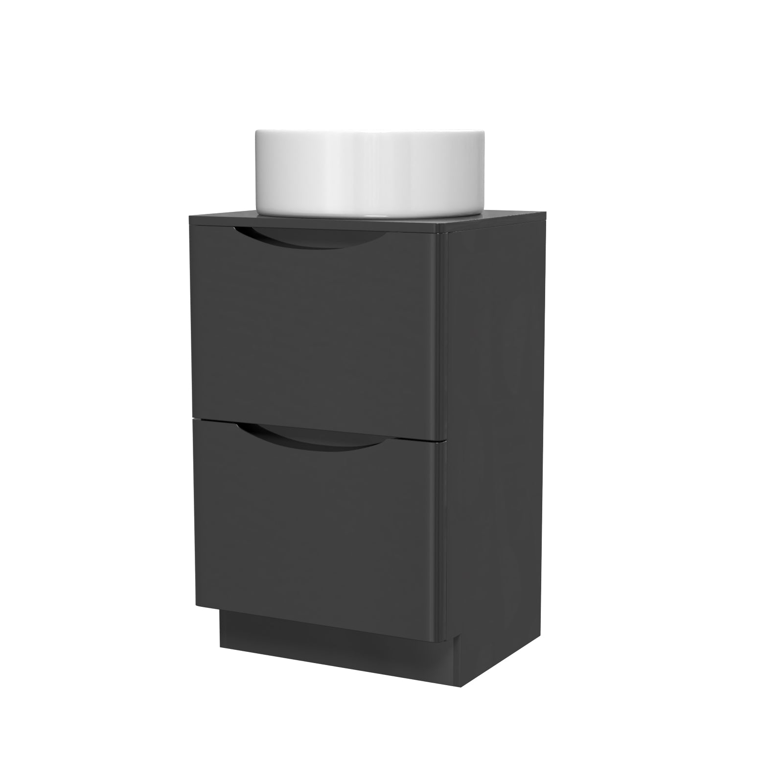 Merton 500mm Dark Grey Freestanding Drawers Vanity & Worktop With Round Basin