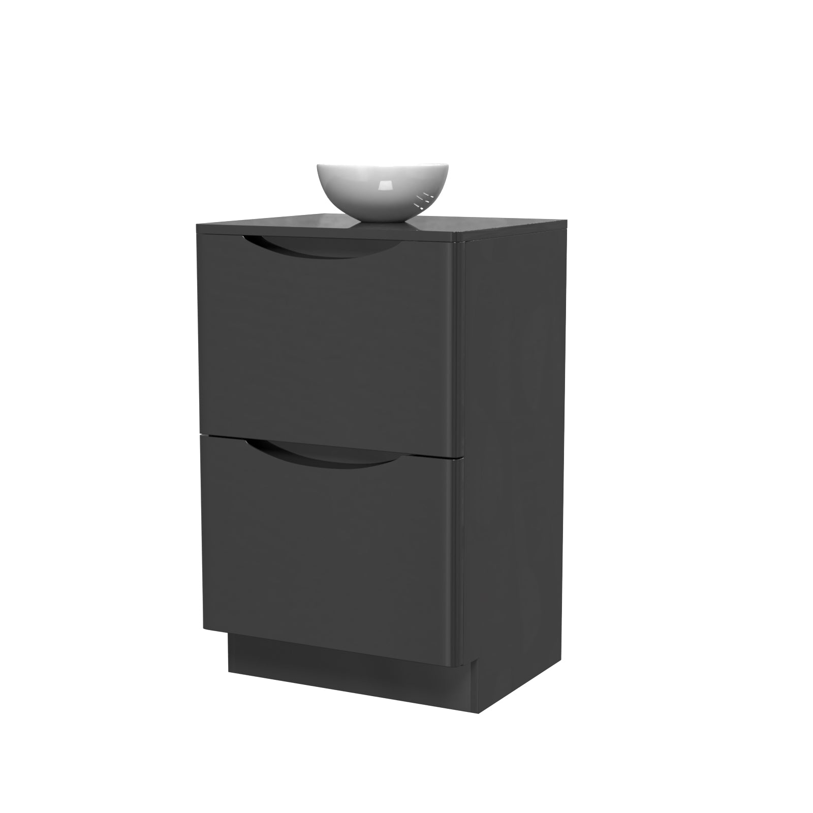 Merton Dark Grey 500mm Bathroom Freestanding Vanity Unit Round Ceramic Basin