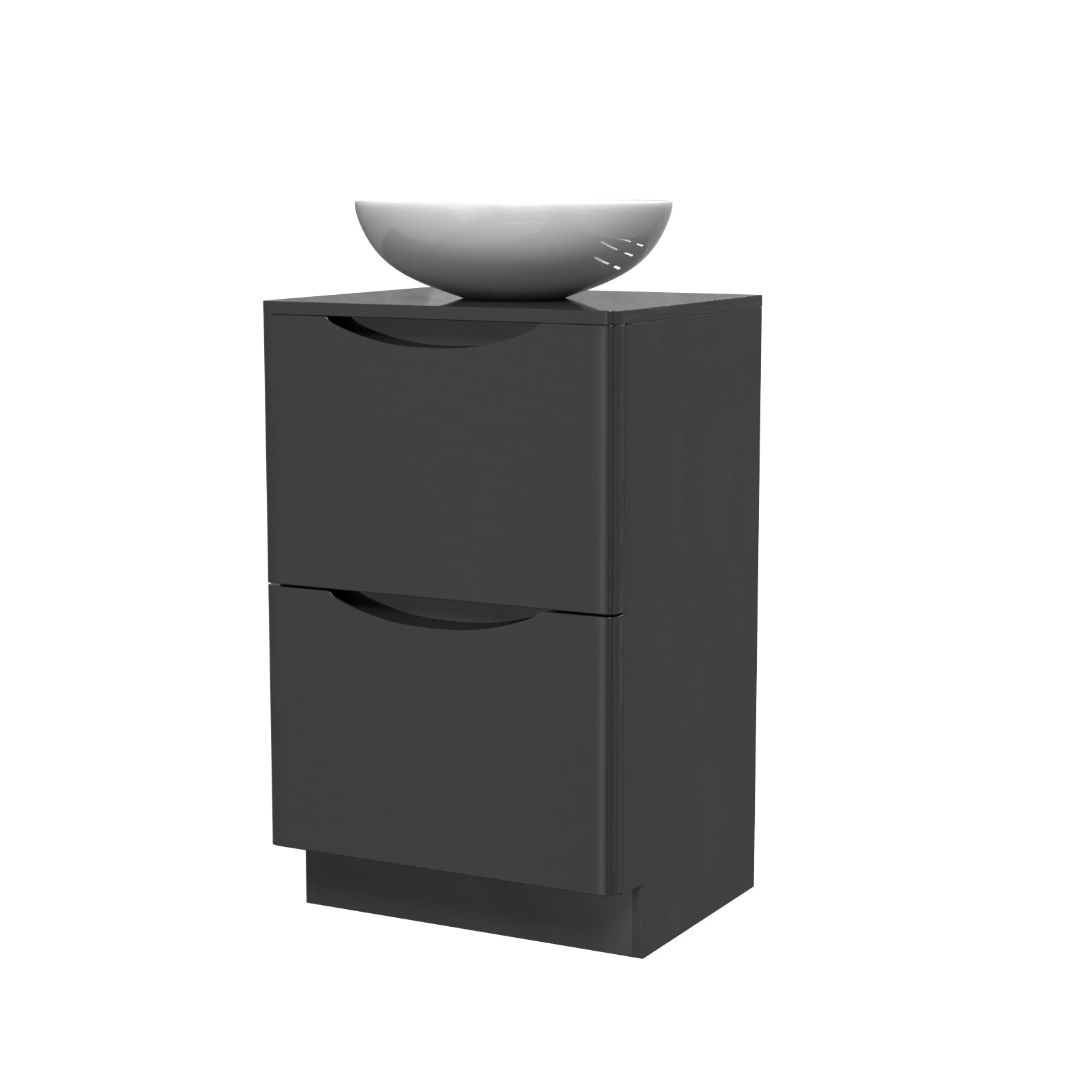 Merton Dark Grey 500mm Freestanding Vanity Unit With Round Ceramic Basin