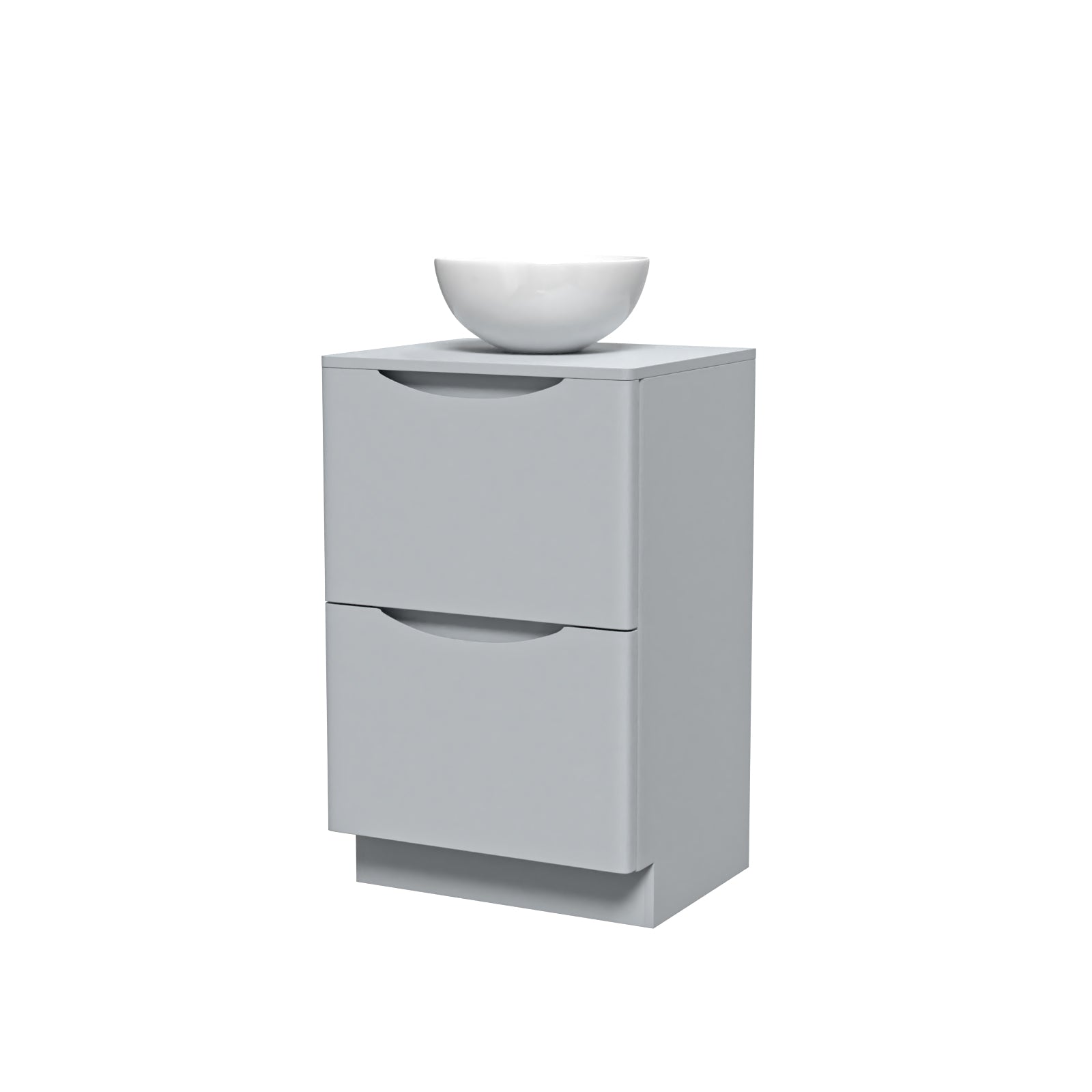 Merton Matte Grey 500mm Bathroom Freestanding Vanity Unit Round Ceramic Basin