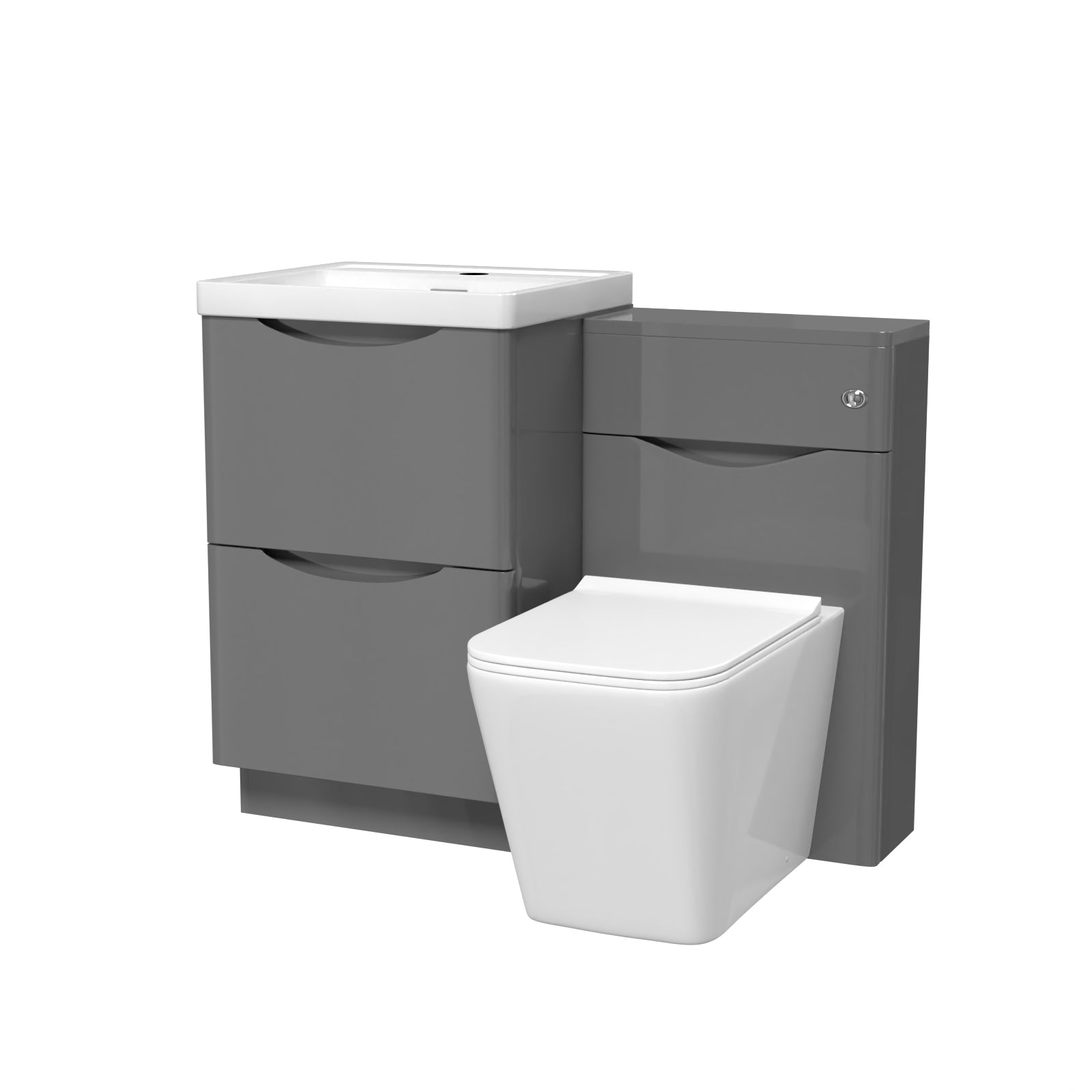 Merton Grey 1000mm Freestanding Basin Vanity WC Unit & Square BTW Toilet