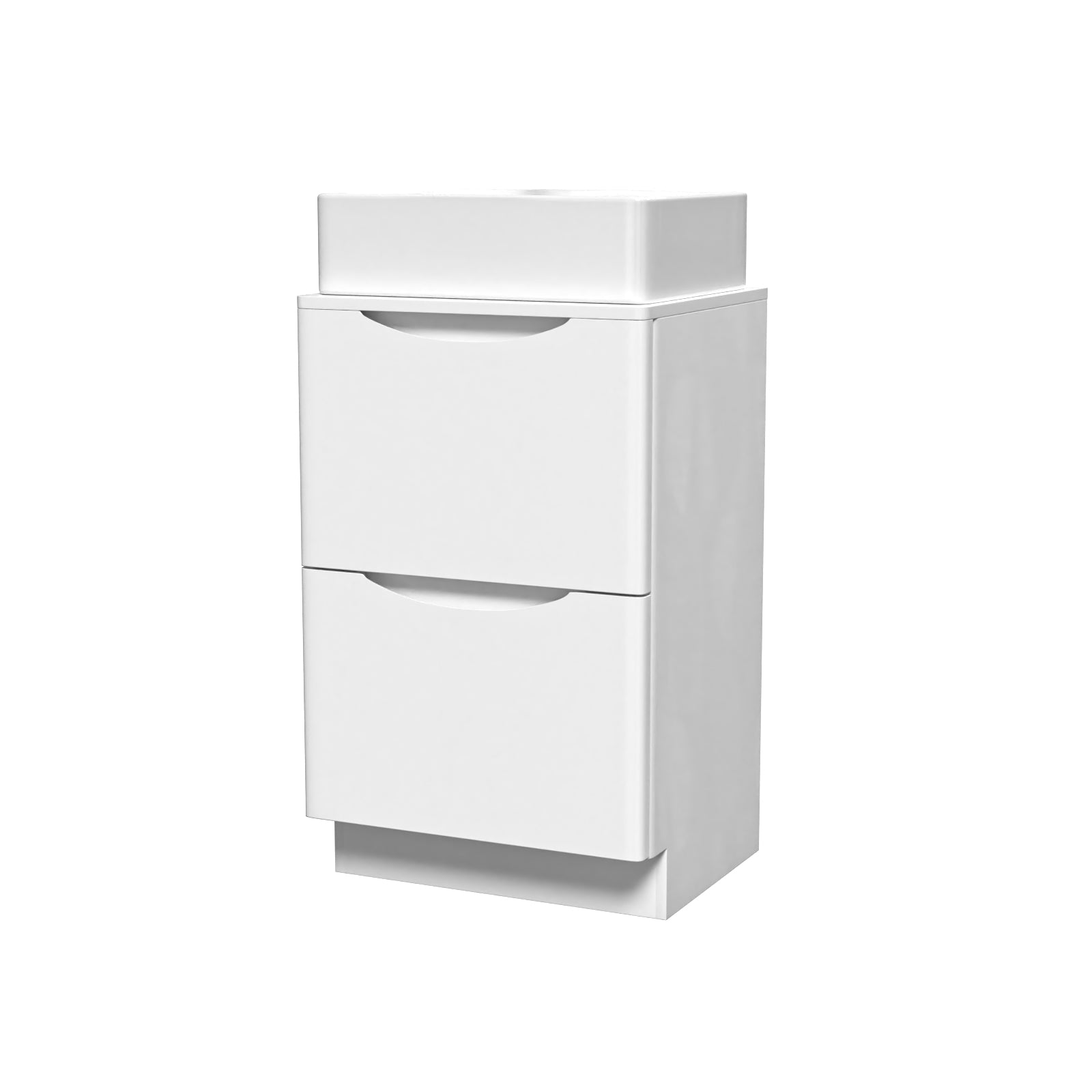 Merton 500mm White Freestanding Vanity Unit, Worktop With Square Bowl Basin