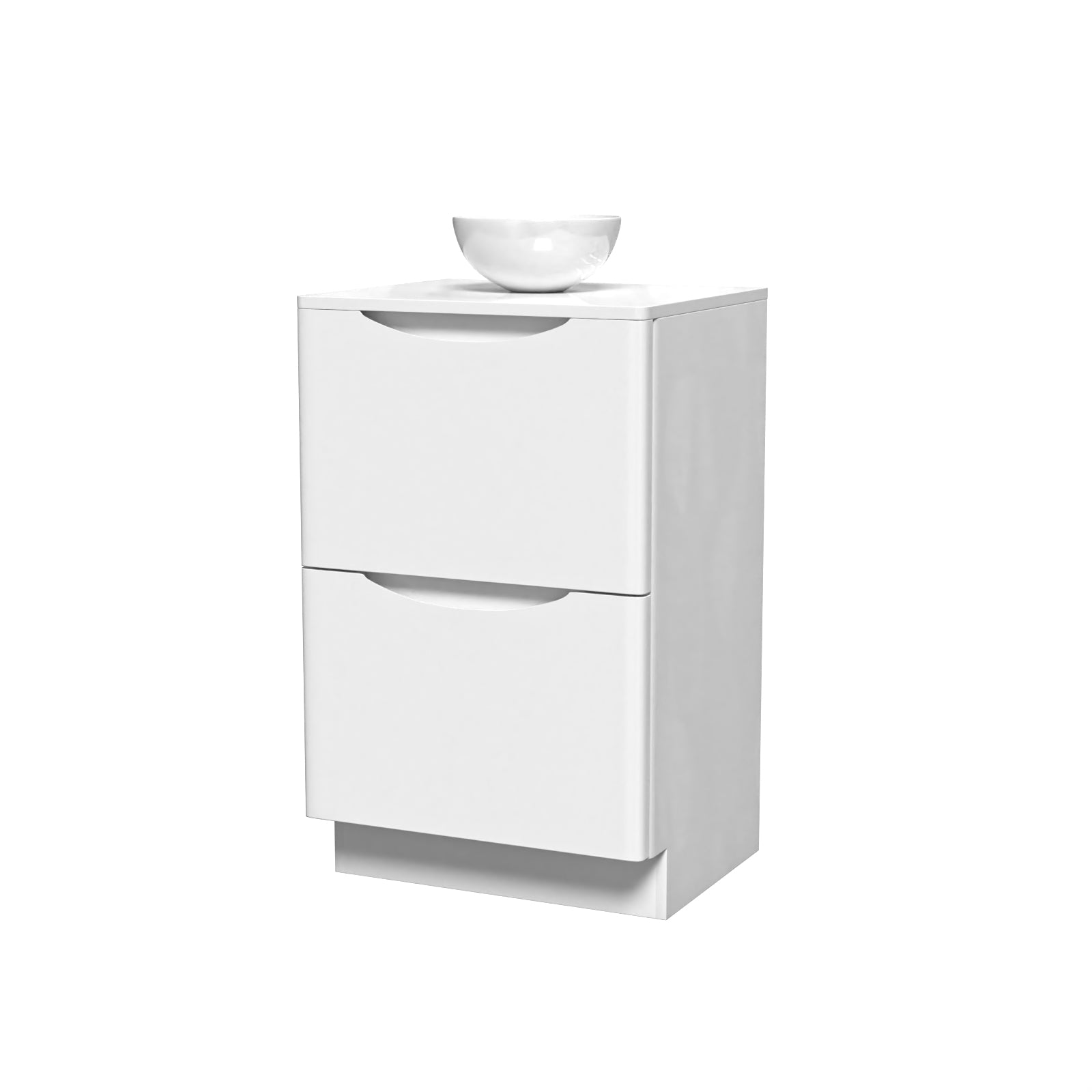 Merton White 500mm Bathroom Freestanding Vanity Unit With Round Ceramic Basin