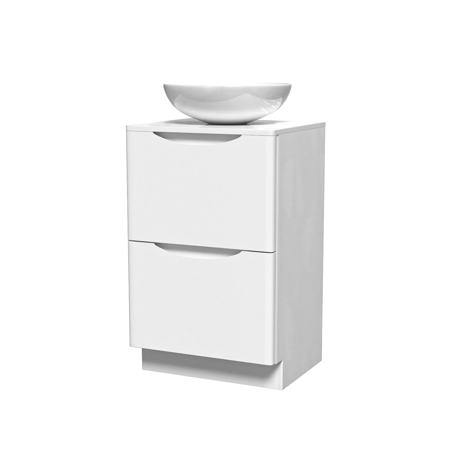 Merton White 500mm Freestanding Bathroom Vanity Unit With Round Ceramic Basin