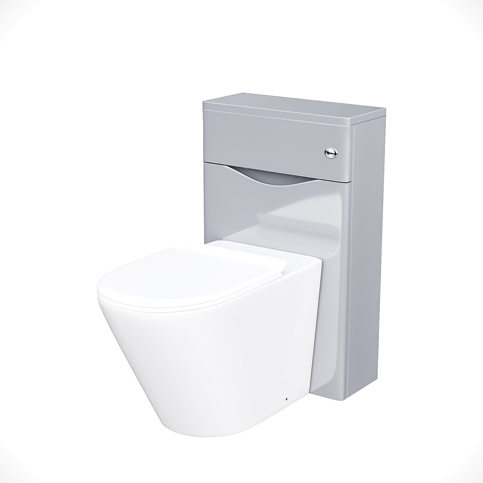 Merton 500mm WC Unit Grey & Rimless Back To Wall Toilet Flat Pack