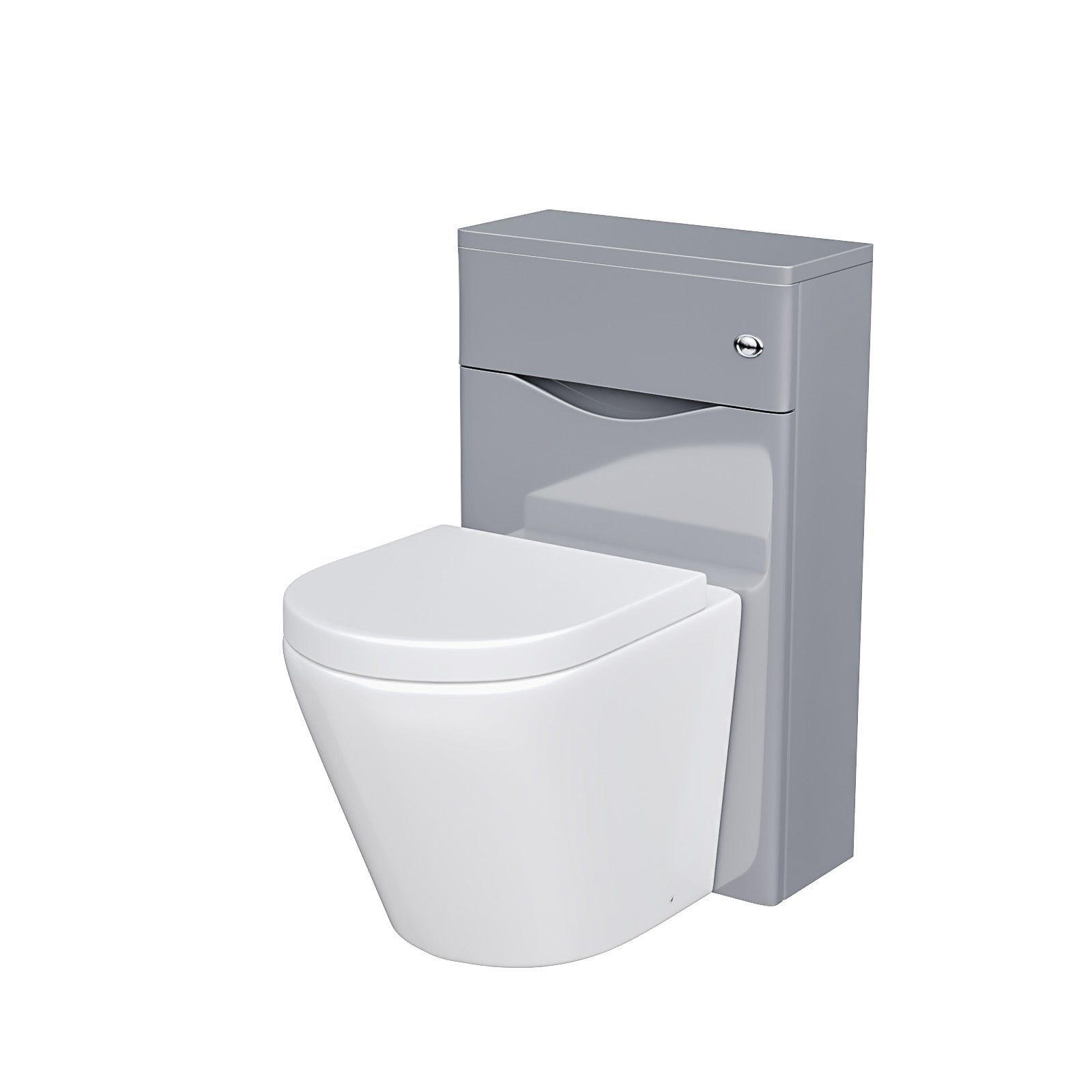 Merton 500mm WC Unit & Rimless Back To Wall Toilet Grey Flat Pack