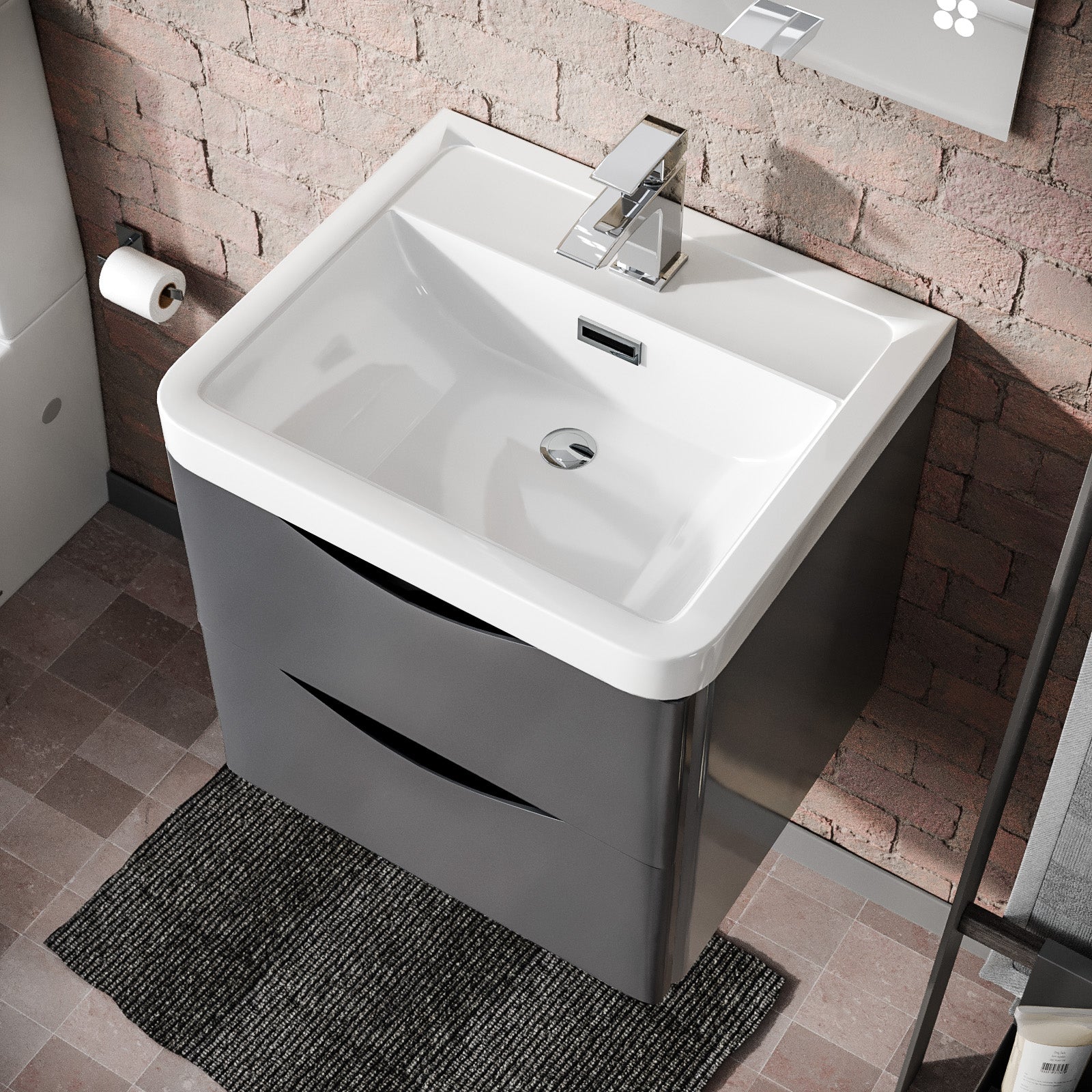 Merton 500mm Wall Hung Basin Vanity Unit Steel Grey