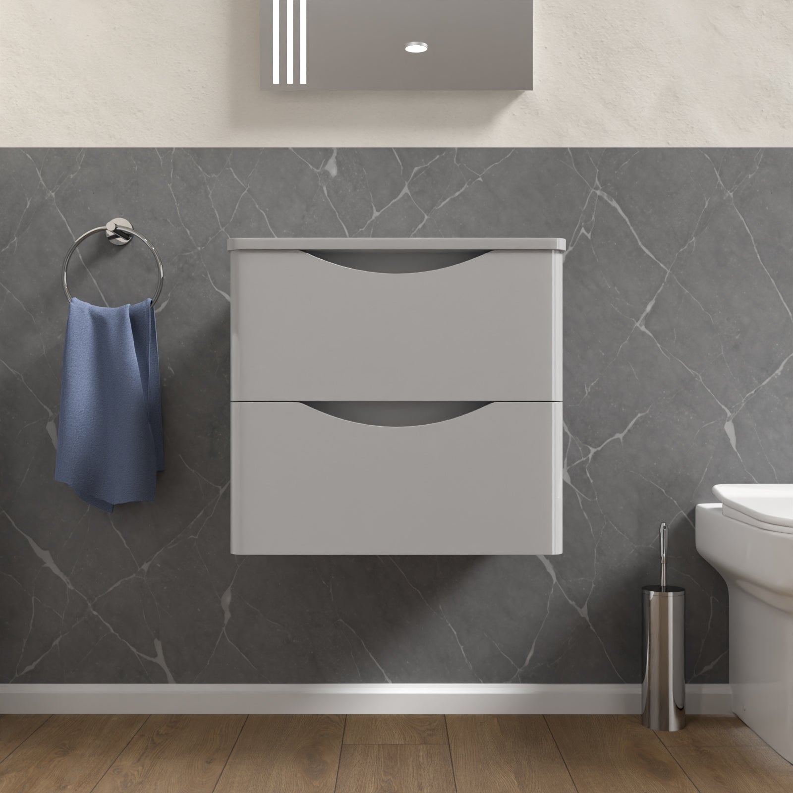 Merton Grey 500mm Bathroom Wall Hung Vanity With Worktop