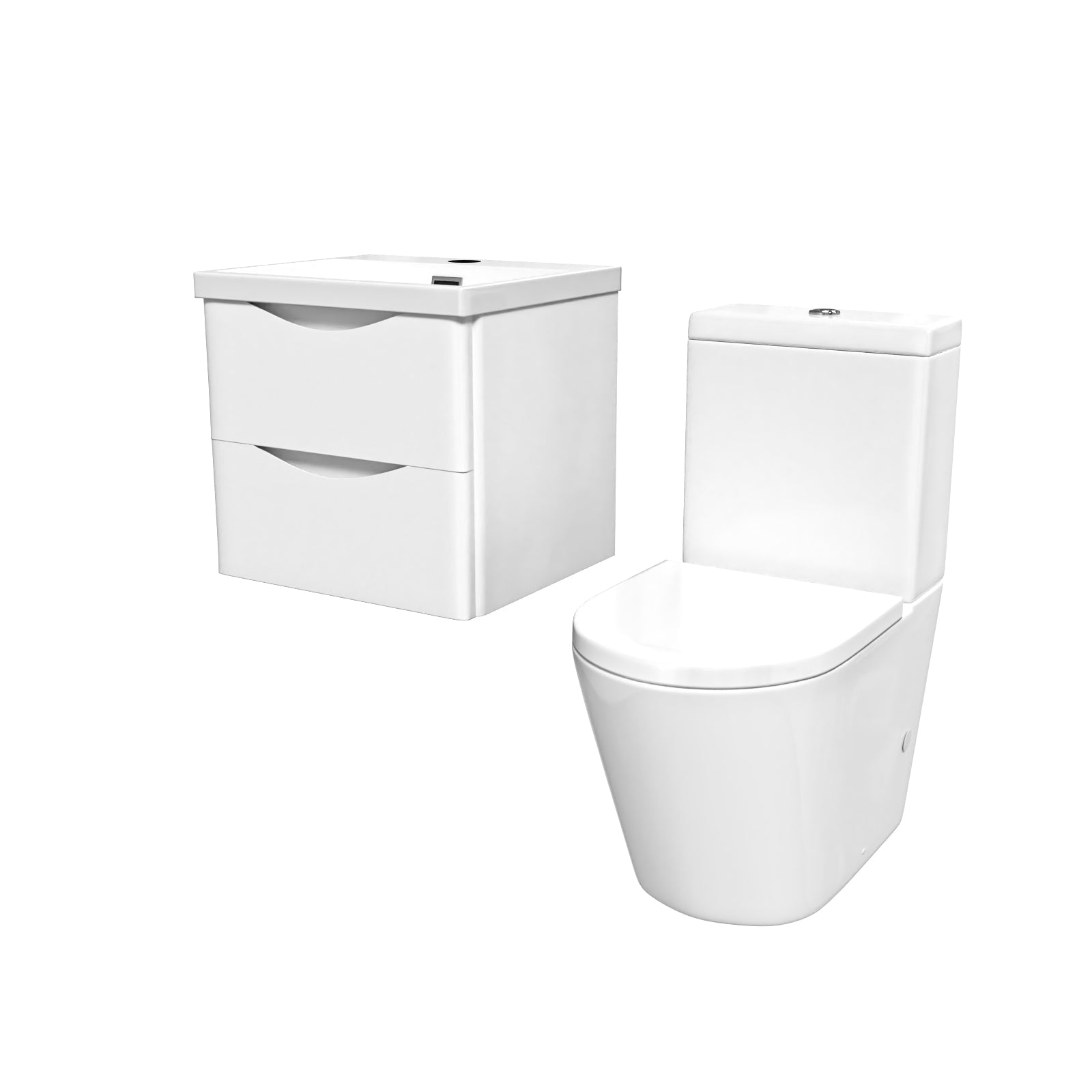 Merton 500mm White Wall Hung Vanity Basin Vanity & Close Coupled Toilet