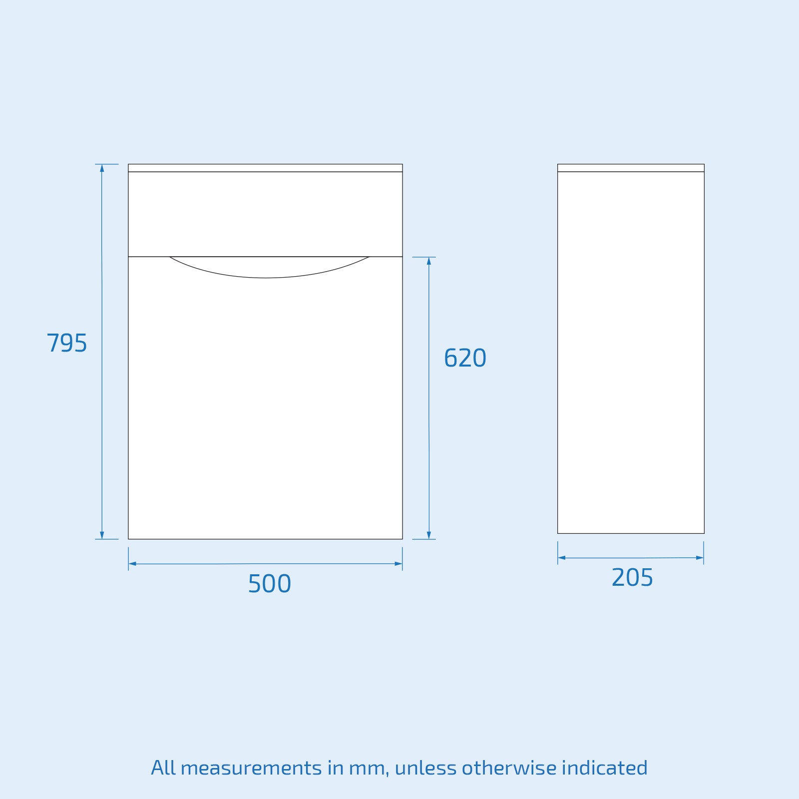 Merton White 500mm 2 Drawer Vanity Cabinet with Basin and WC Toilet Unit Combo