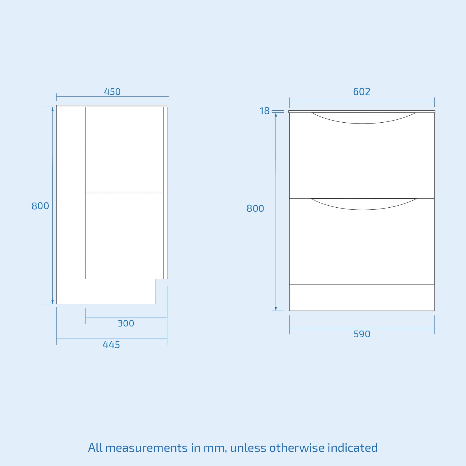 Merton 600mm White Freestanding Vanity Unit, Worktop With Square Bowl Basin