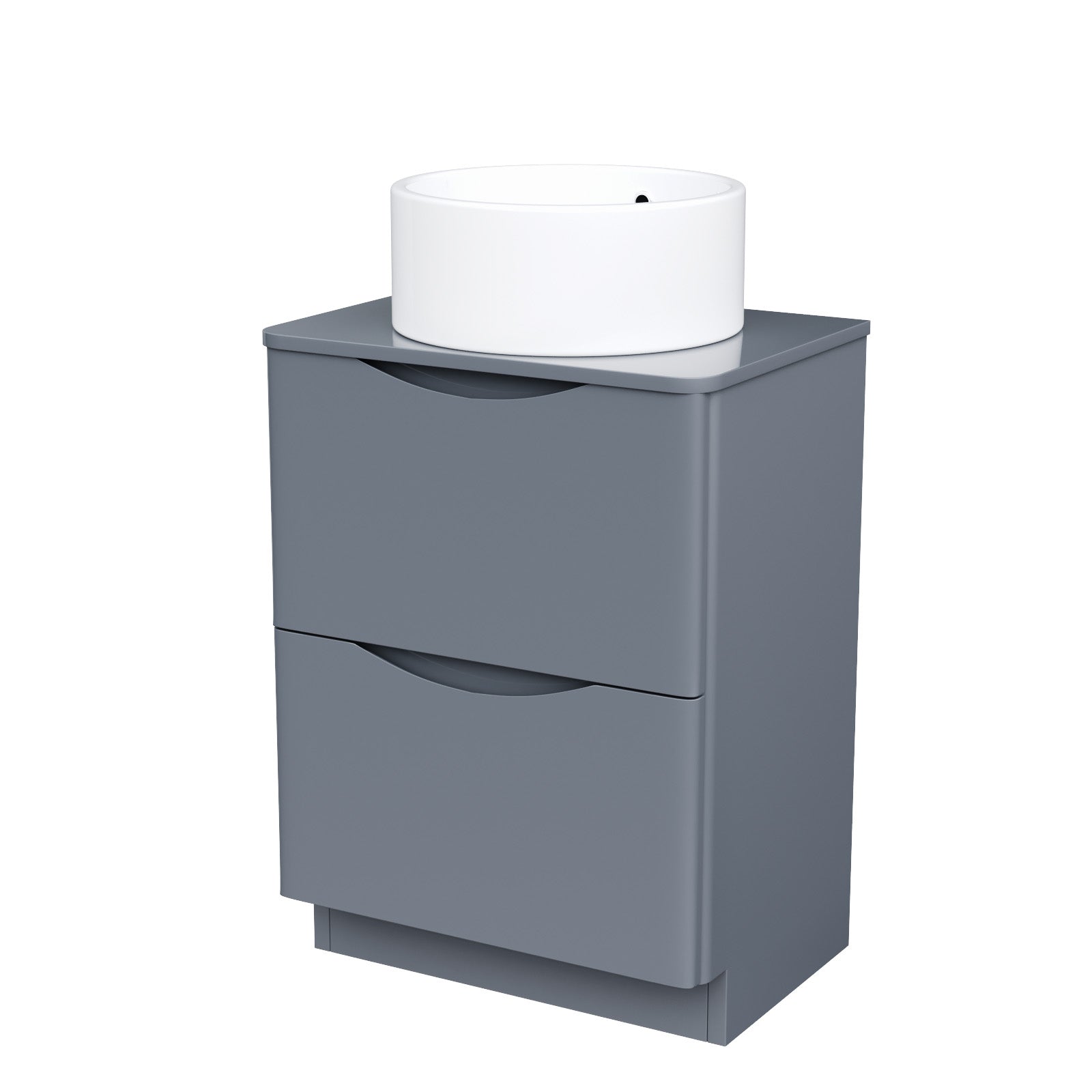600mm Grey Freestanding Vanity With Worktop and 420mm Round Basin