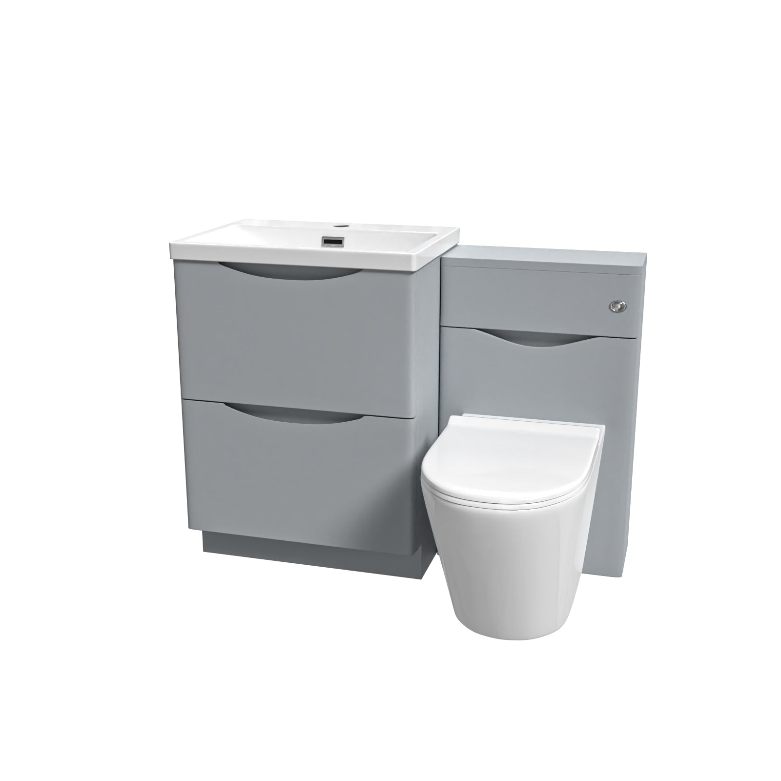 Merton 1100mm Freestanding Matte Grey Vanity Cabinet, WC & Rimless BTW Toilet